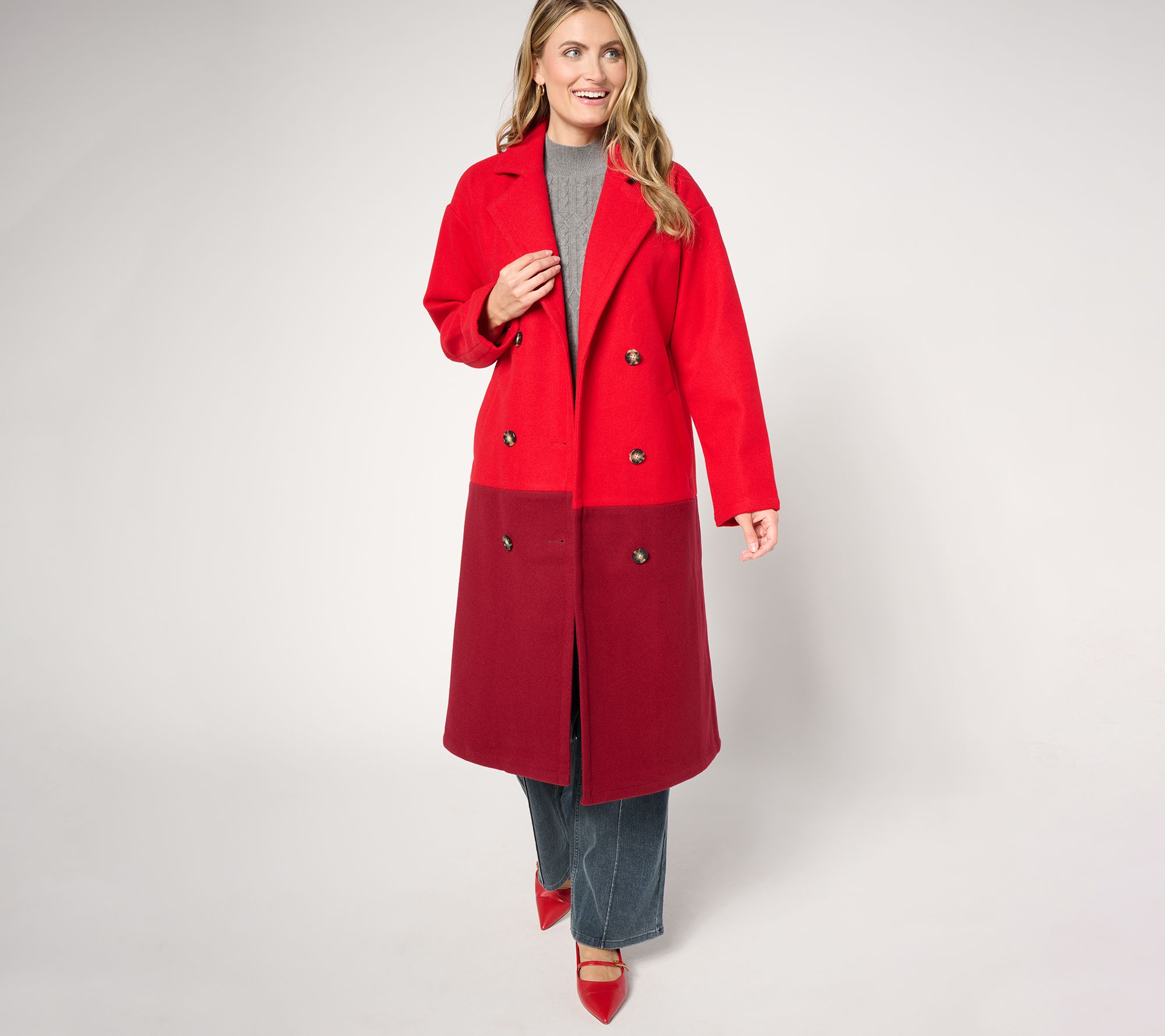 Carla Rockmore Collection Petite The Muse Color Blocked Coat