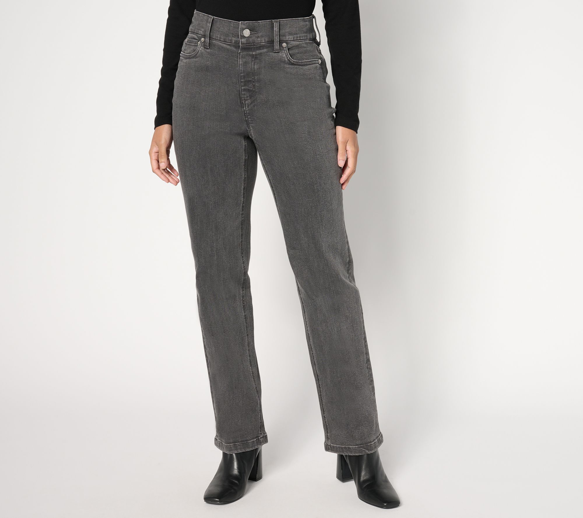 Denim & Co. Petite Black '94 Fit Easy Stretch Relaxed Jean