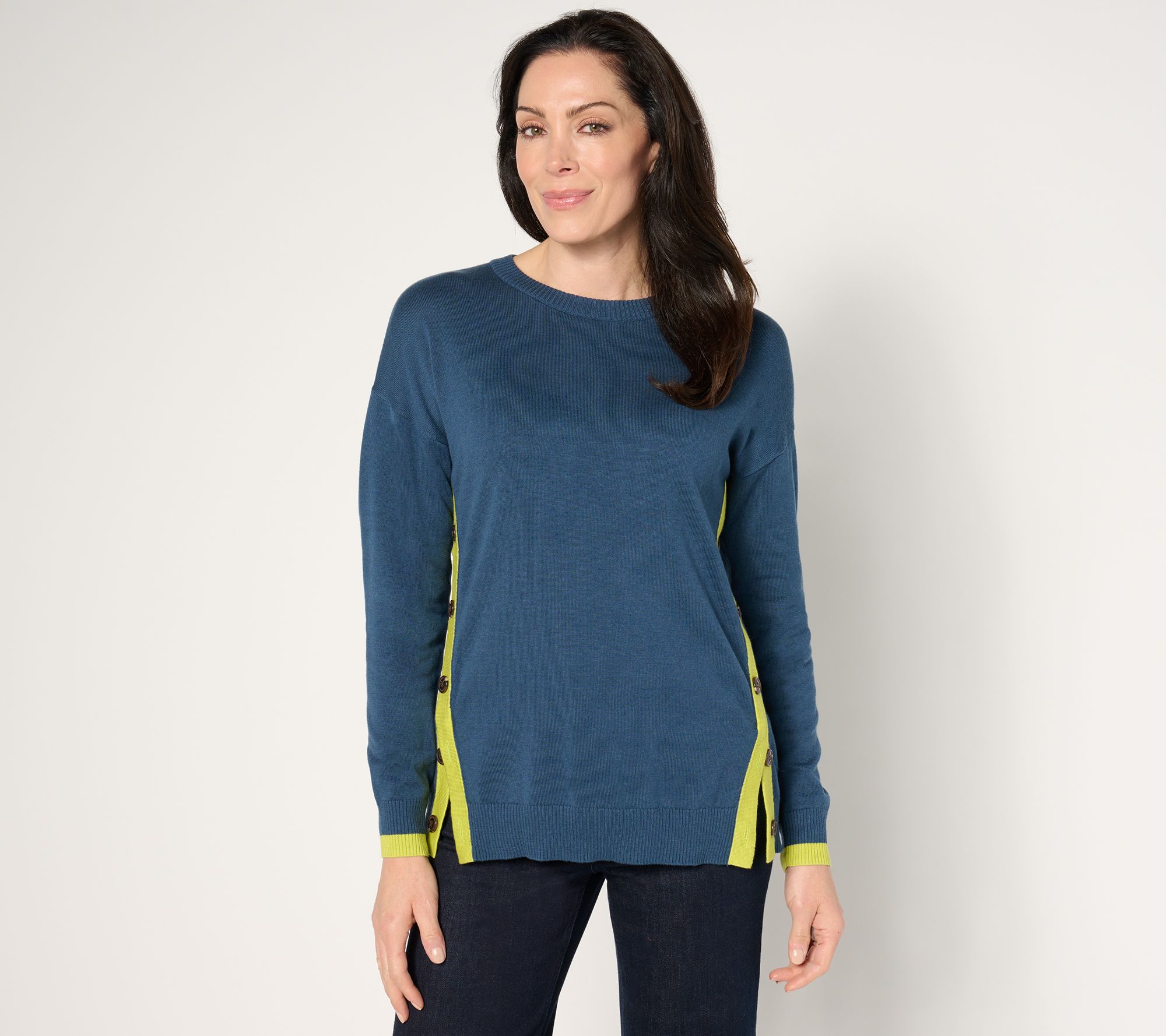 Belle by Kim Gravel Bright Side Horn Button Sweater