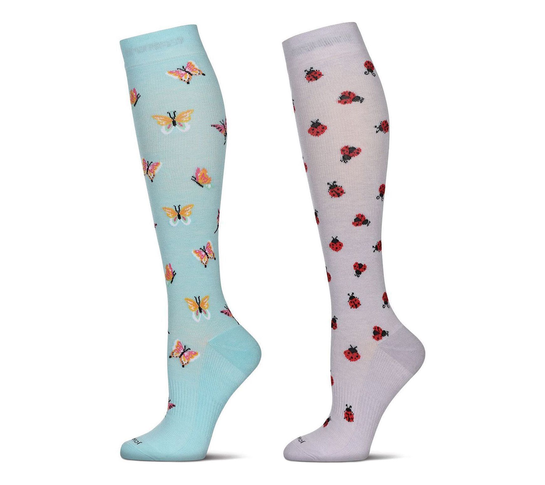 Memoi Women's Novelty Set of 2 Compression Knee-High Socks