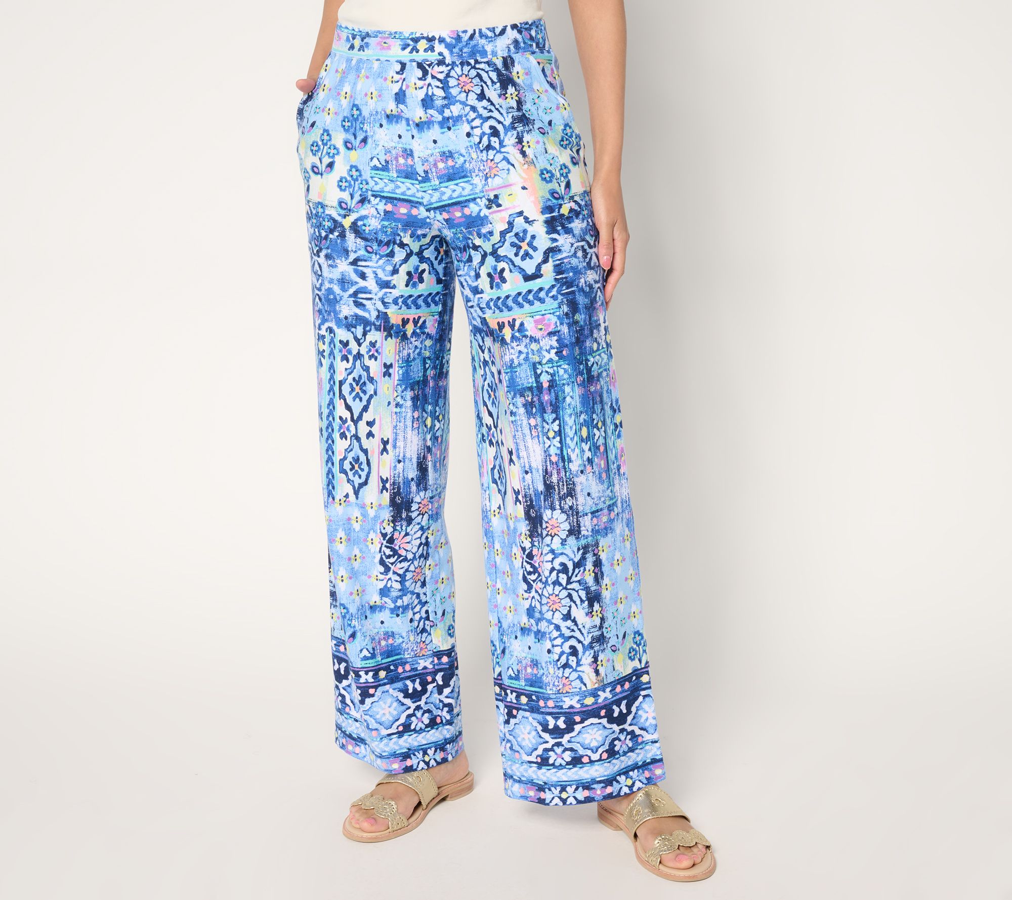 Denim & Co. Beach Jersey Tall Full Length Wide Leg Pant