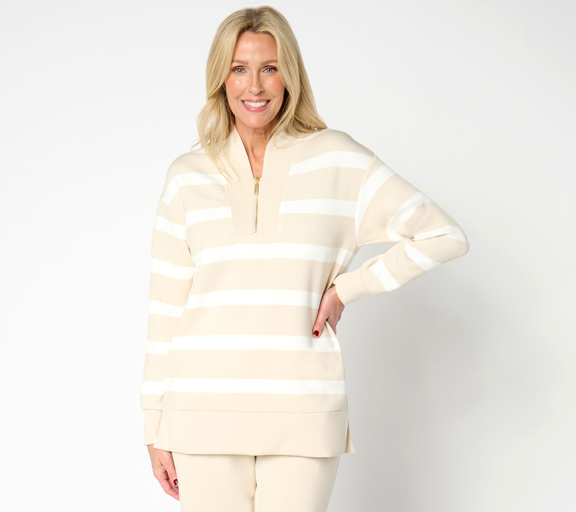 Belle by Kim Gravel Petite ScubaLuxe Half Zip Tunic