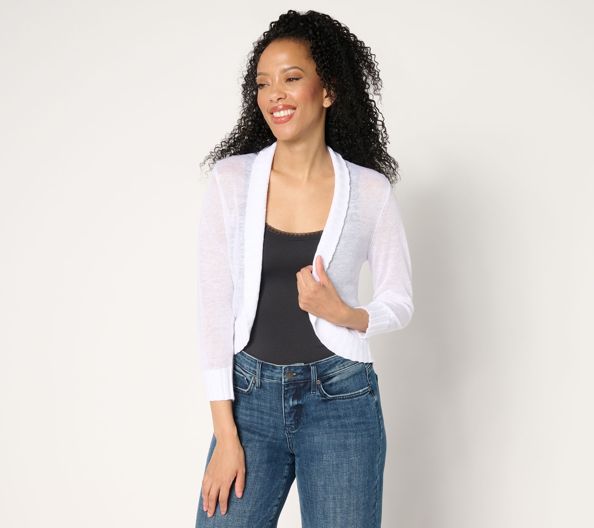 NIC+ZOE Bolero Cardigan with Rib Detailing