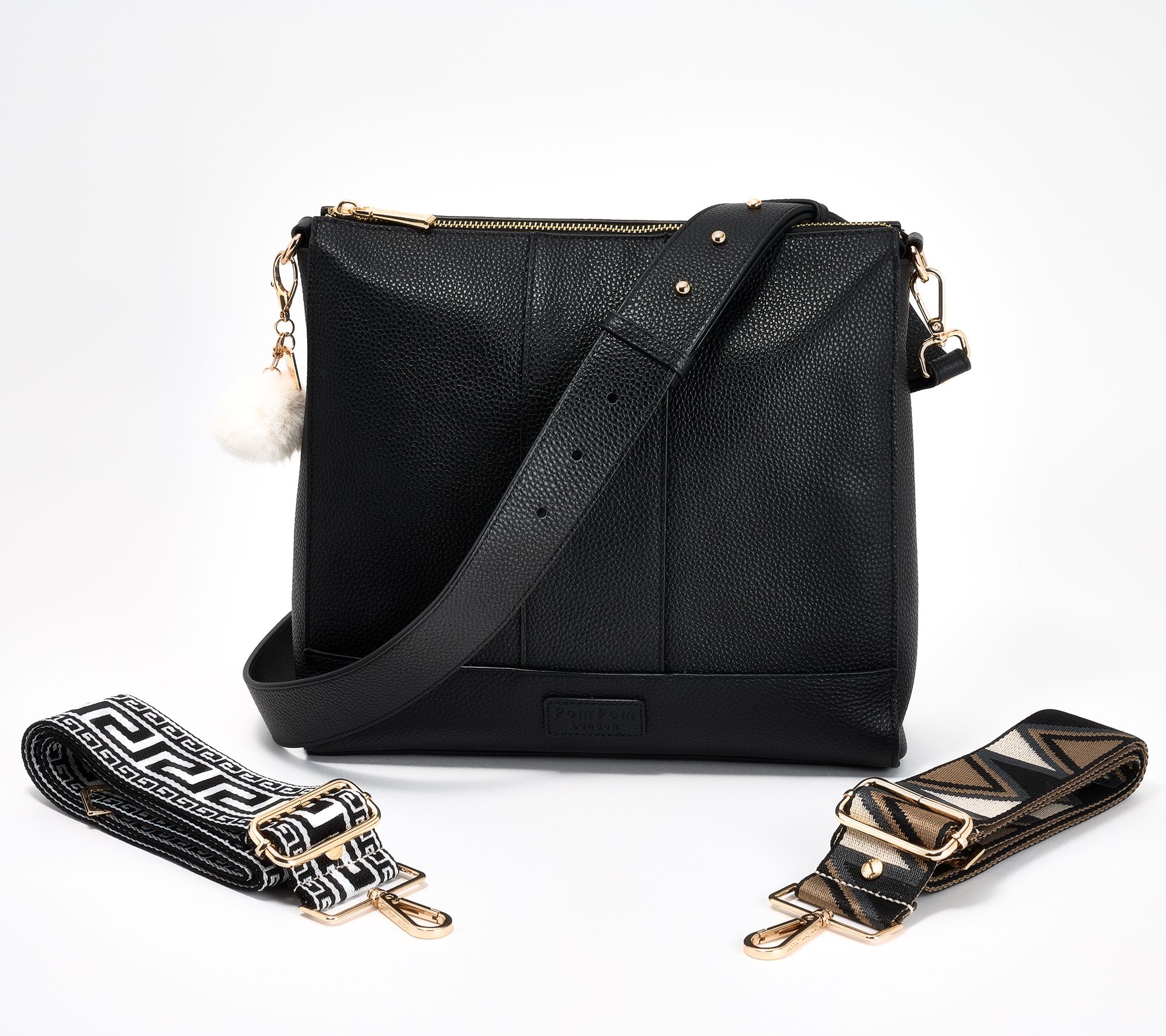 Pom Pom London Leather Westminster Messenger Bag w/ Multi Straps