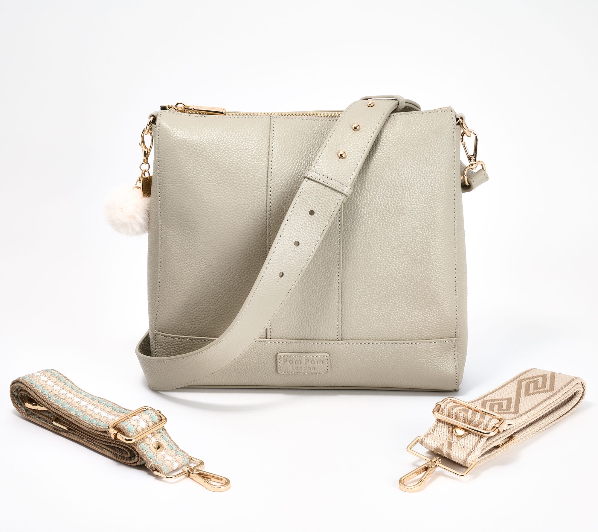 Pom Pom London Leather Westminster Messenger Bag w/ Multi Straps