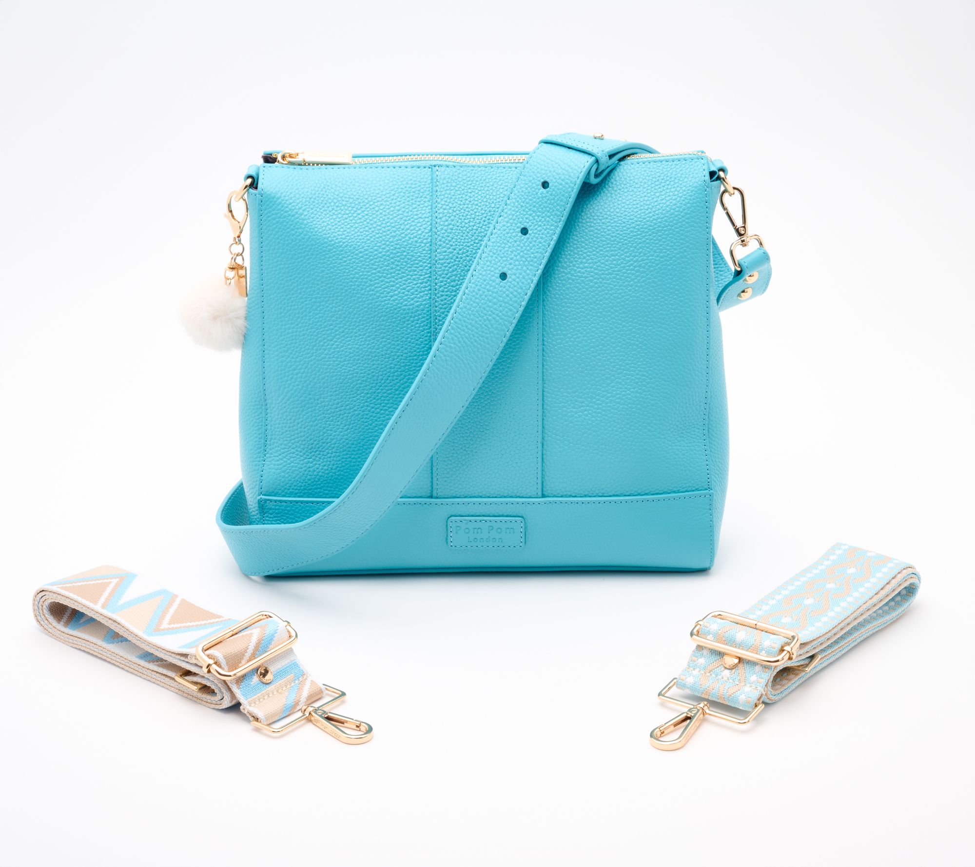 Pom Pom London Leather Westminster Messenger Bag w/ Multi Straps