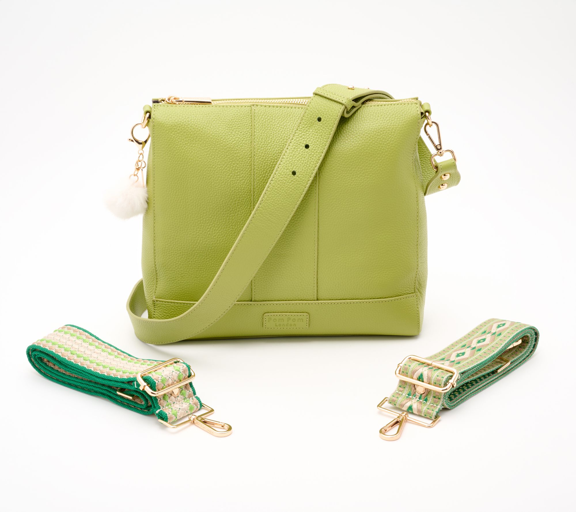 Pom Pom London Leather Westminster Messenger Bag w/ Multi Straps