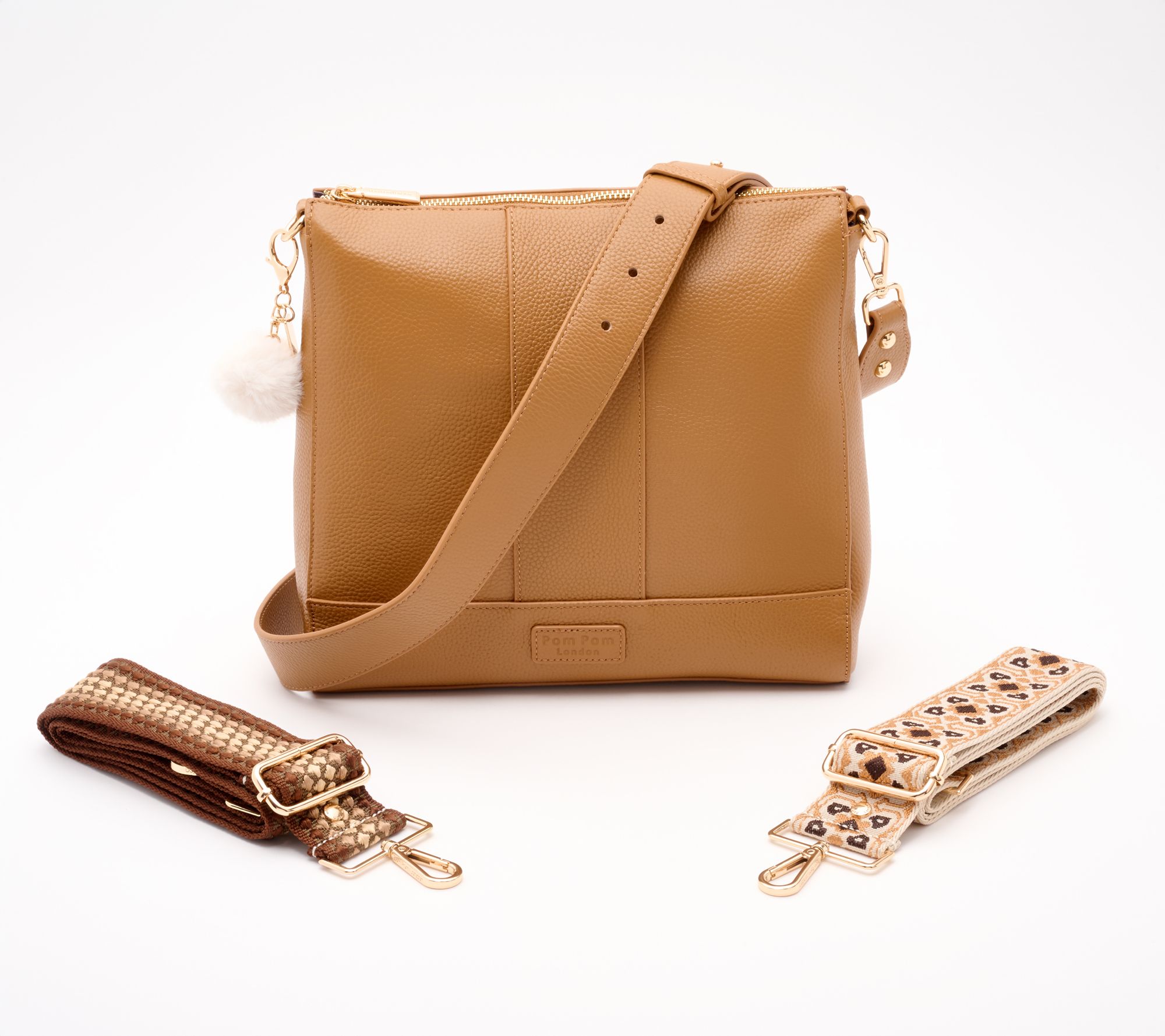Pom Pom London Leather Westminster Messenger Bag w/ Multi Straps