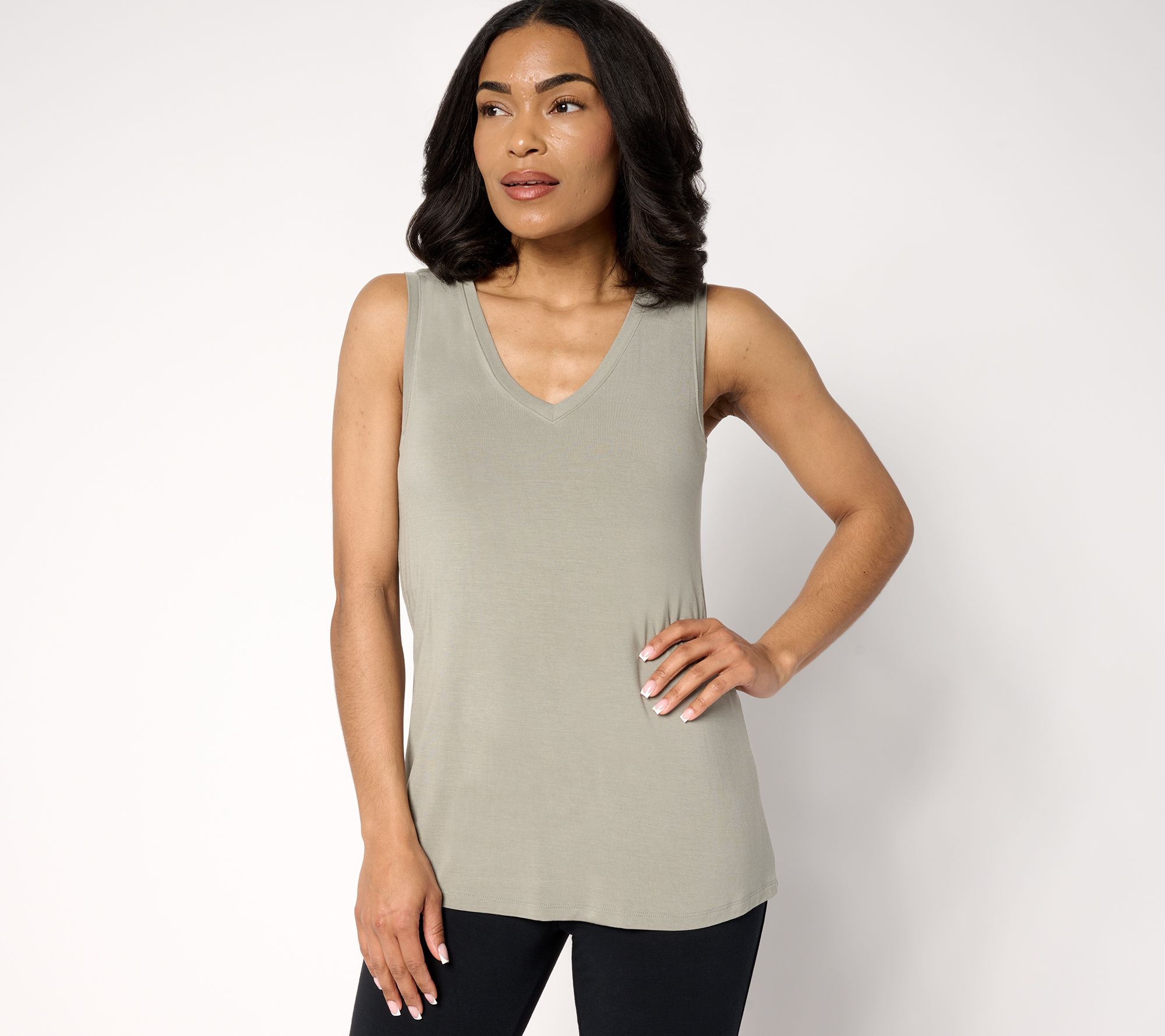 Modern Soul Soothing Knit Jersey V-Neck Tank w/ Support System