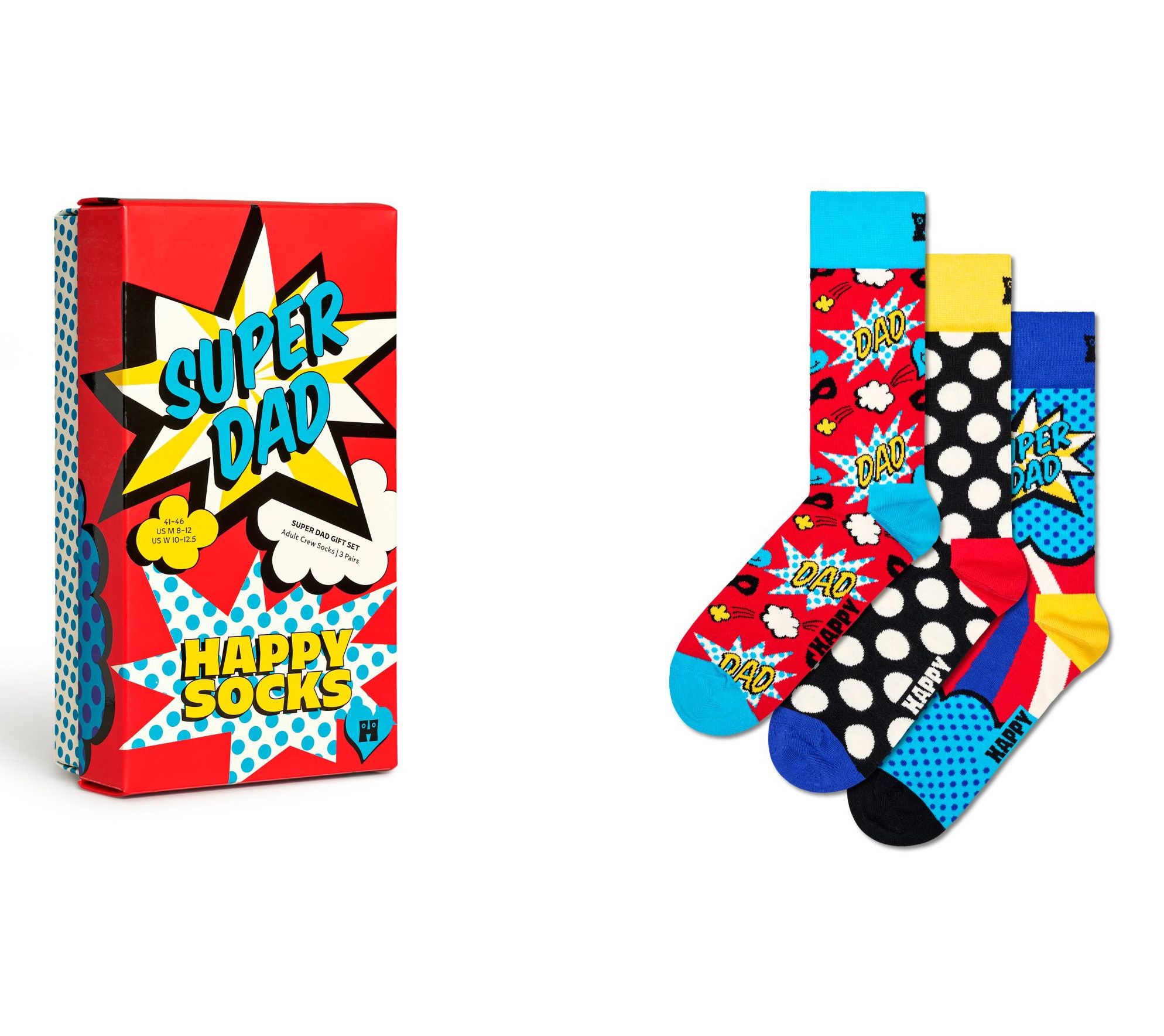 Happy Socks Unisex Set of 3 Gift Boxed Crew Soc ks - Celebrate!