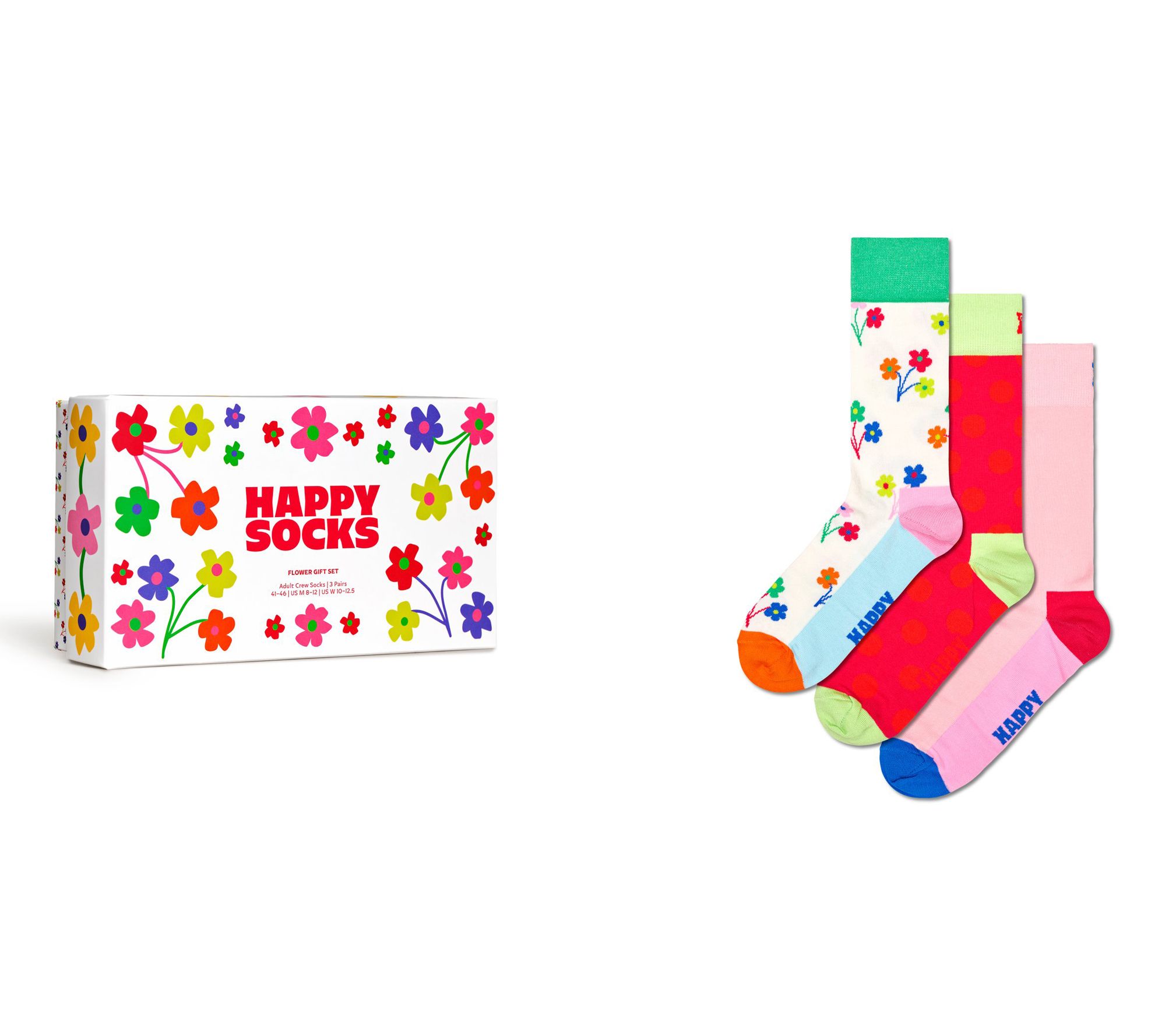 Happy Socks Unisex Set of 3 Gift Boxed Crew Socks - Celebrate!