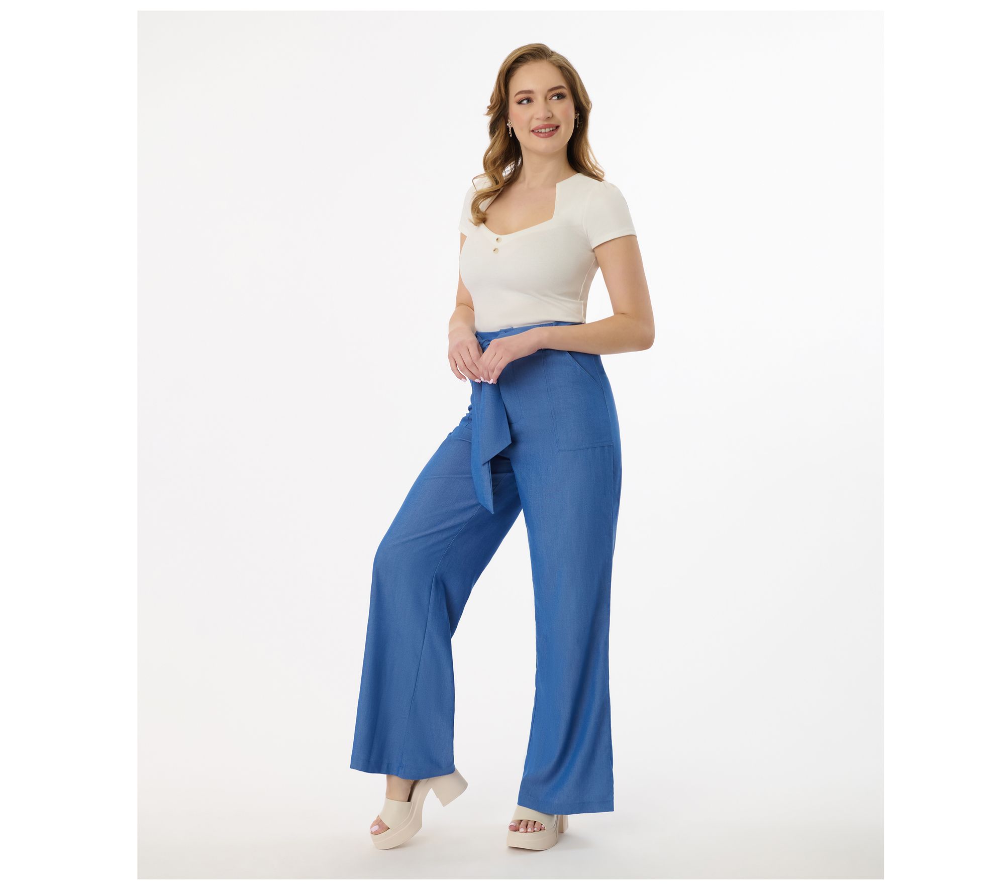 Unique Vintage 1950s Wide Leg Belted Trousers