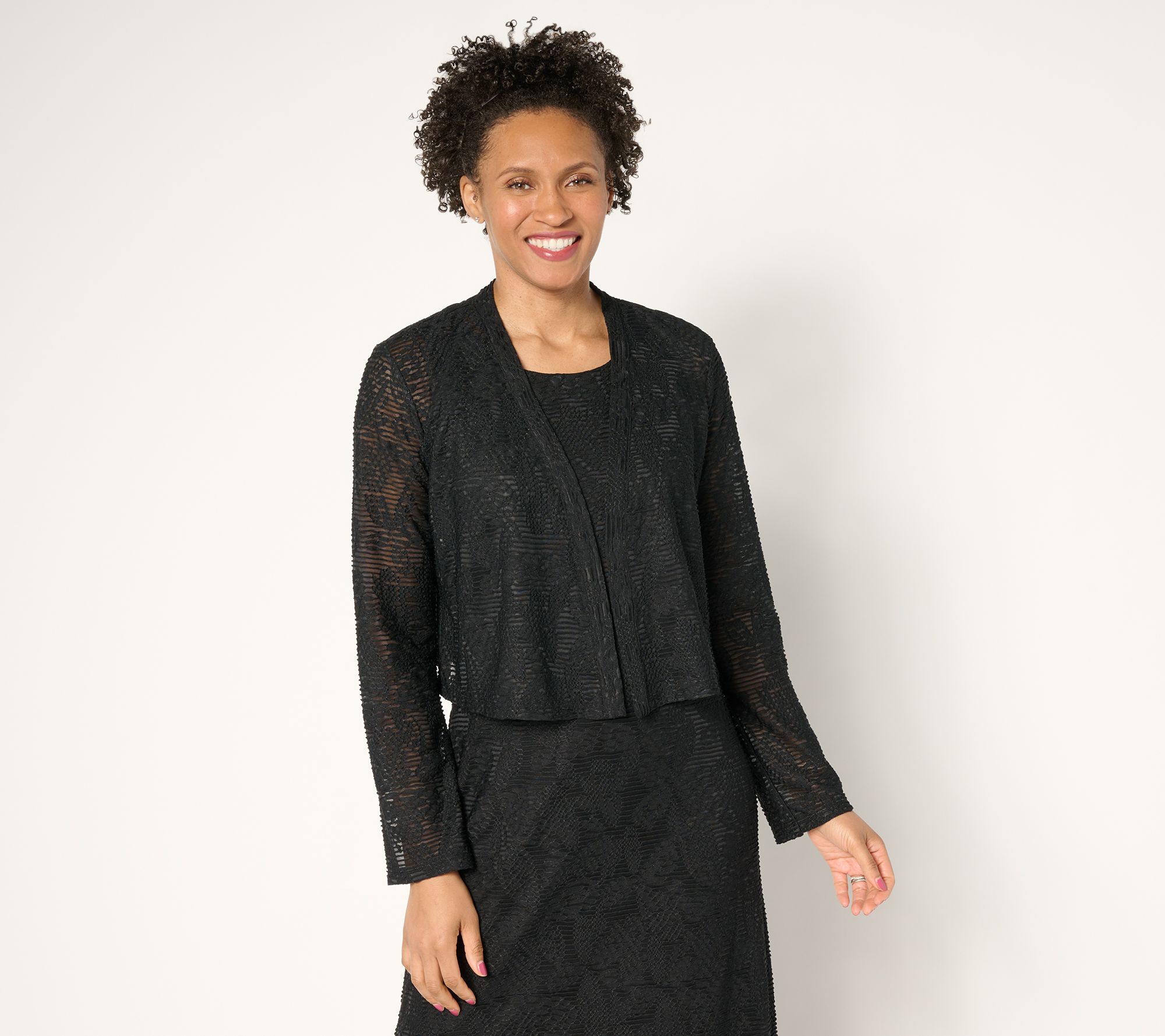Attitudes by Renee Floral Illusion Jacquard Topper