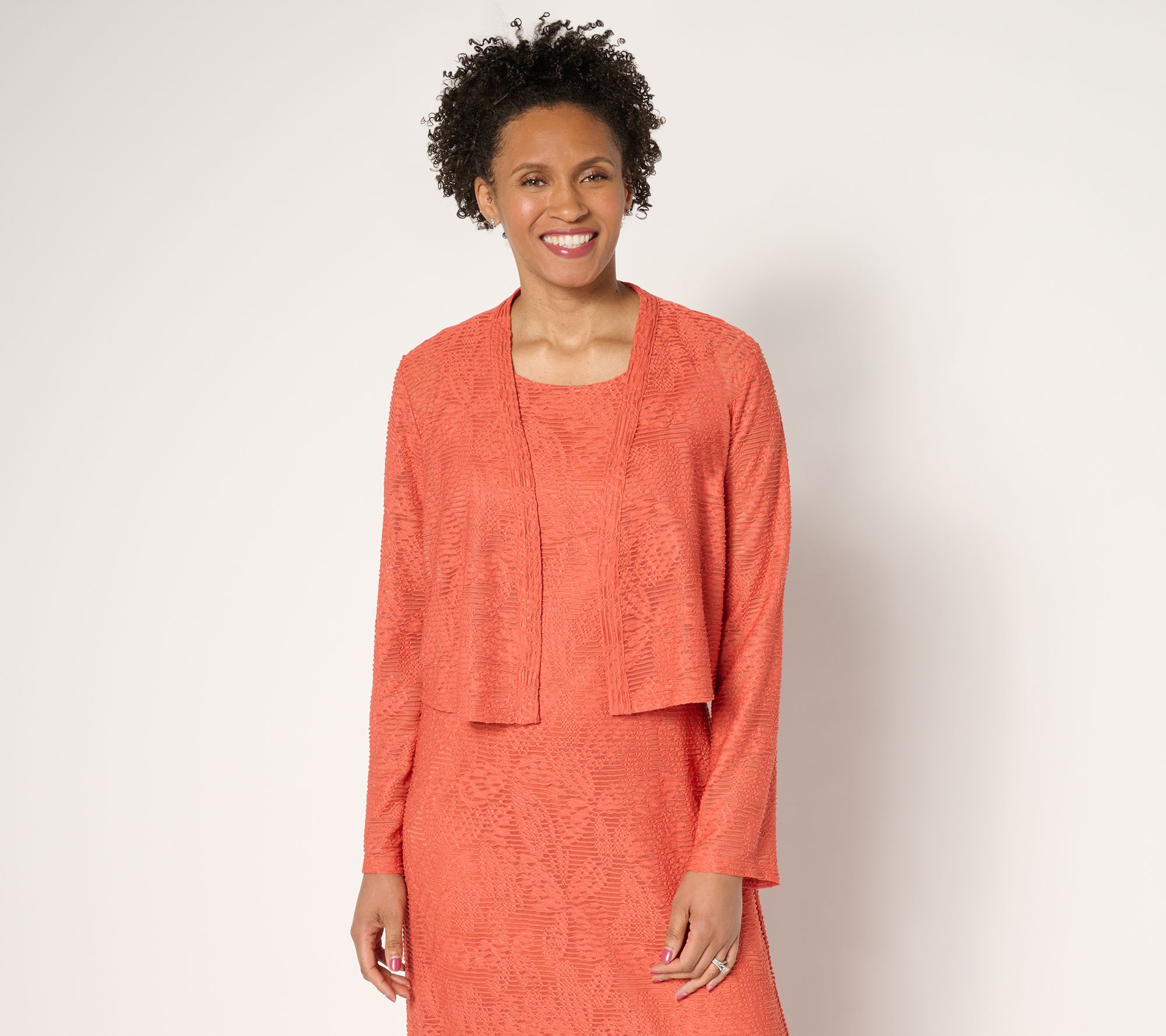 Attitudes by Renee Floral Illusion Jacquard Topper