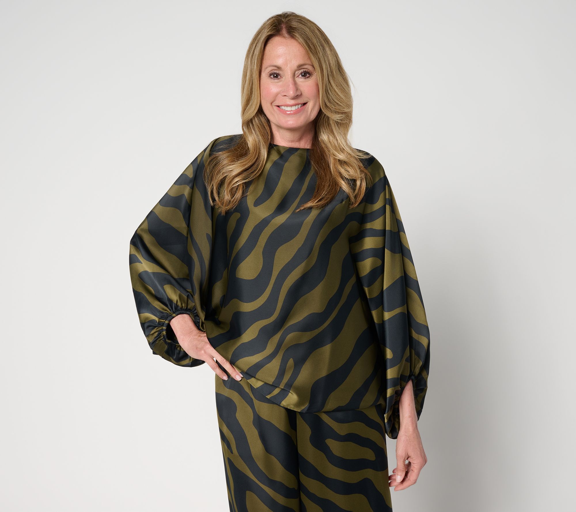 Carla Rockmore Collection Dolman Sleeve Boatneck Satin Blouse