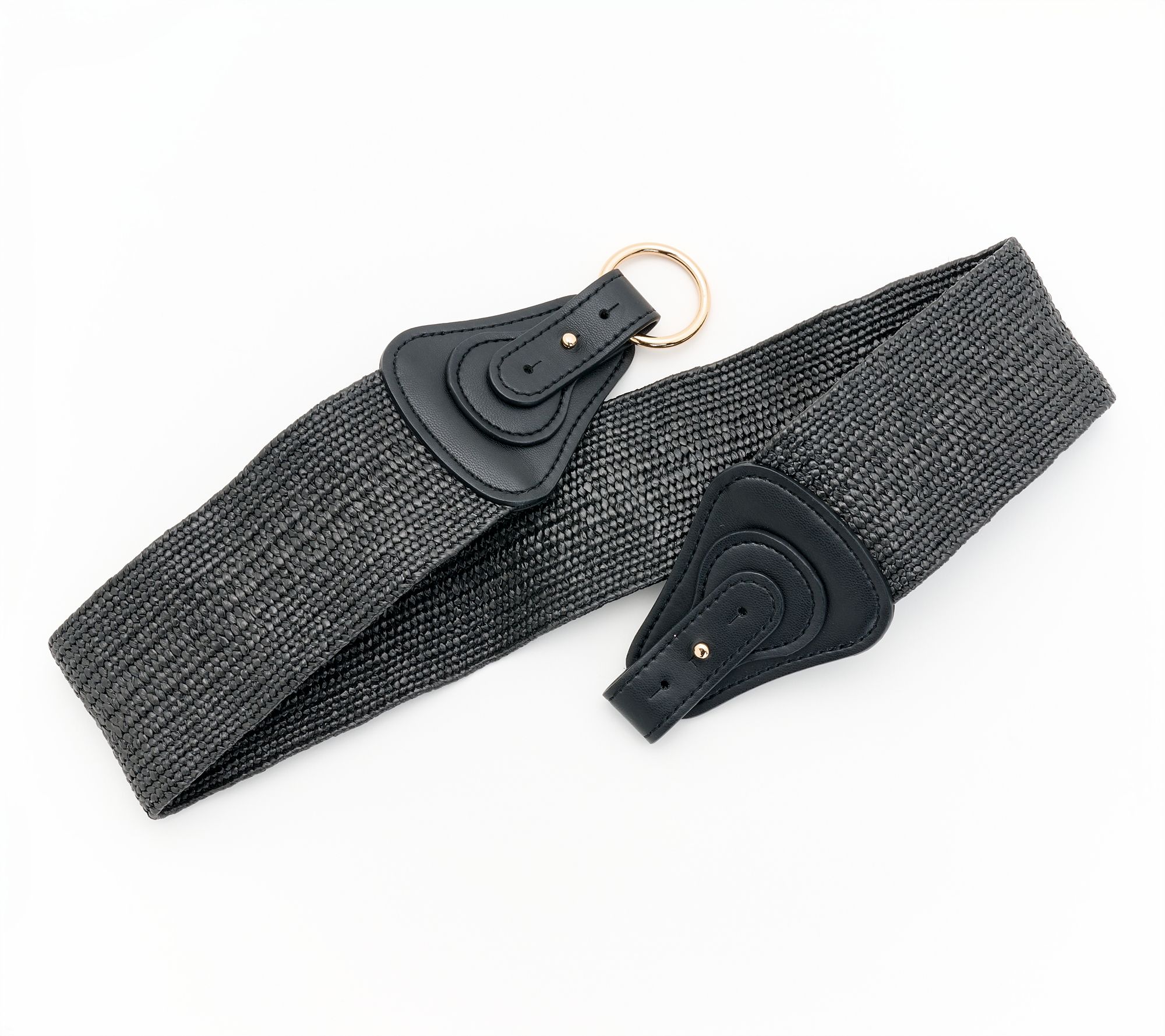 Susan Graver Wide Stretch Belt with Faux Leather Front Closure