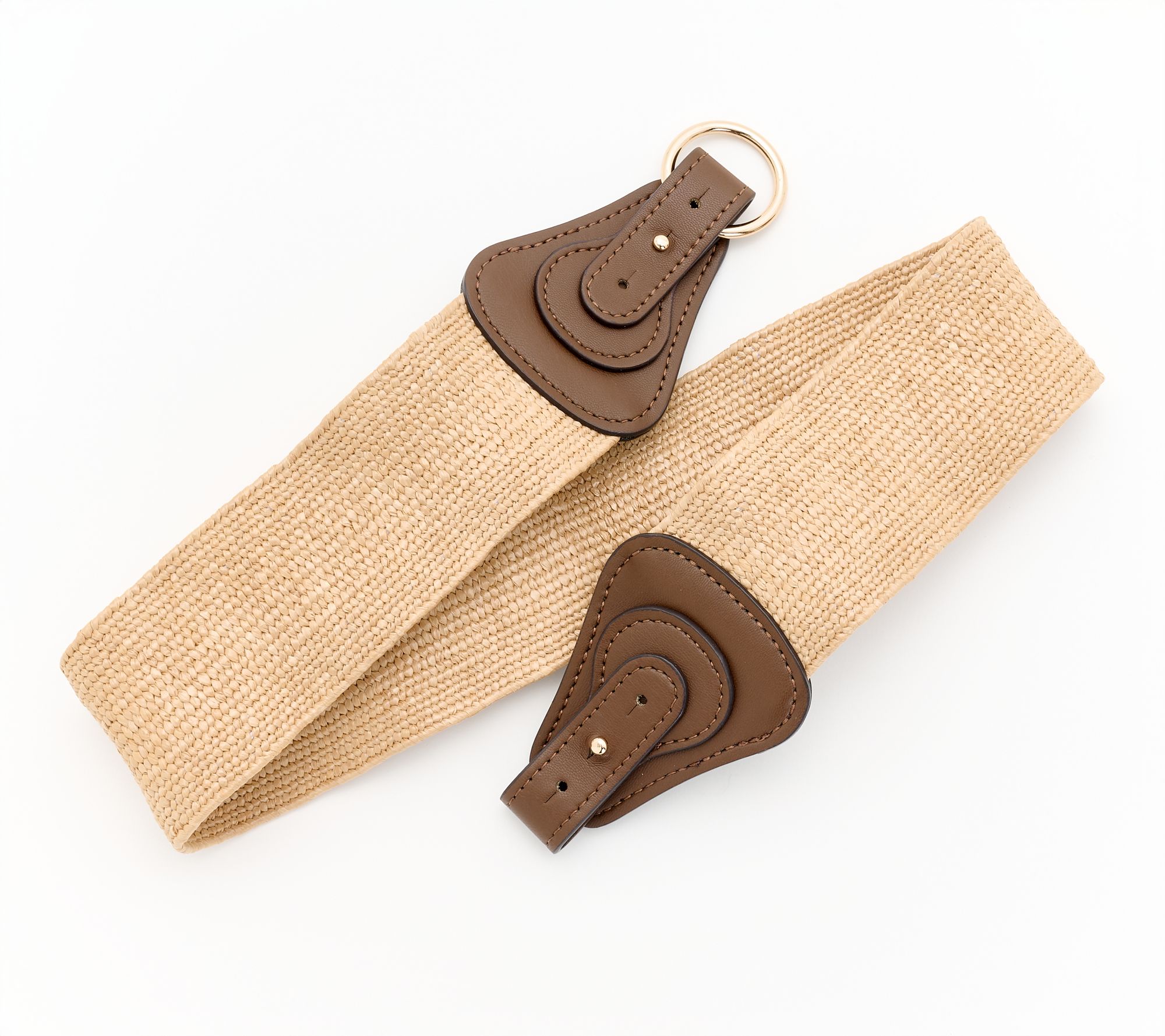 Susan Graver Wide Stretch Belt with Faux Leather Front Closure