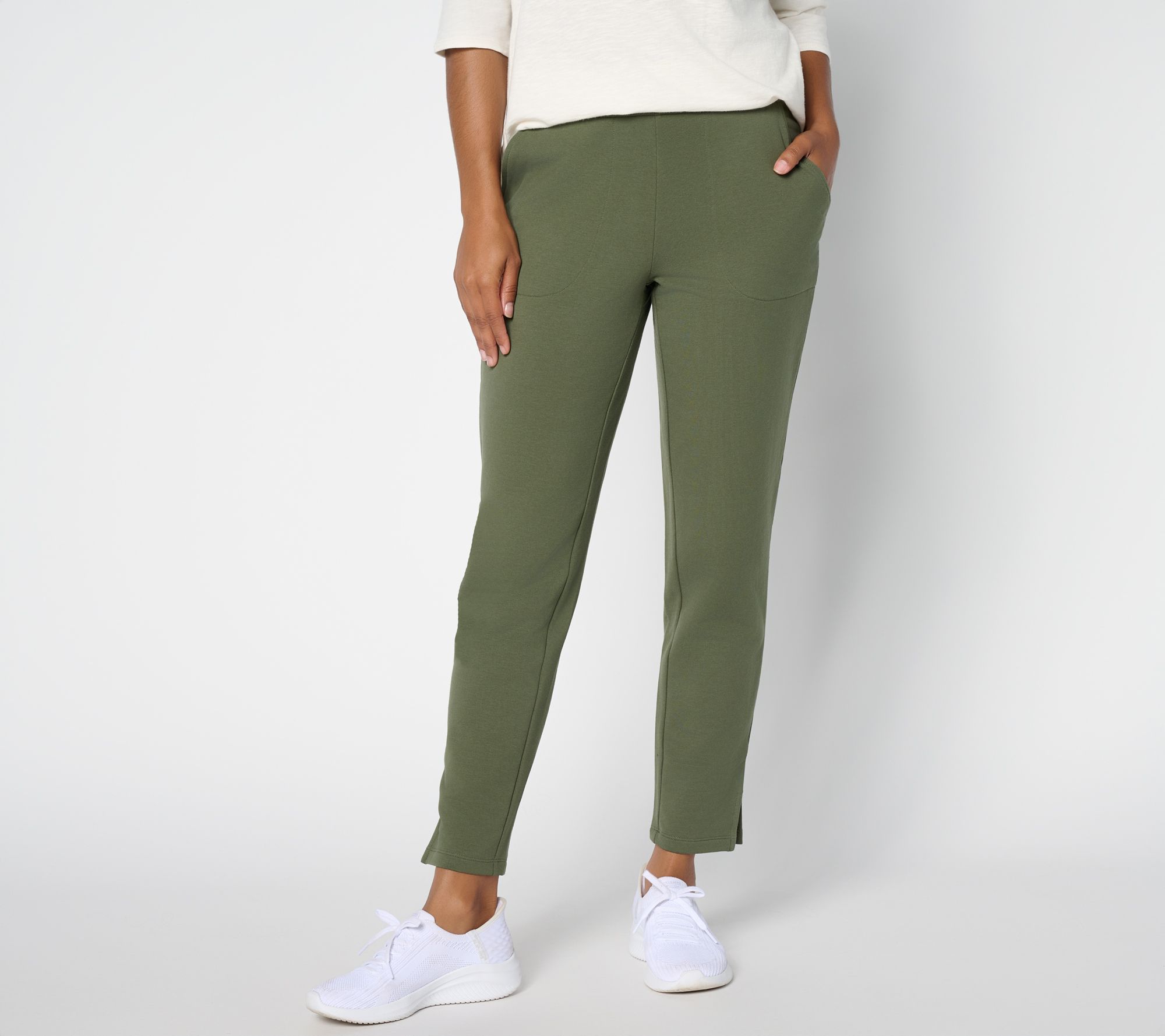 Denim & Co. Active Regular Brushed Back French Terry Ankle Pant
