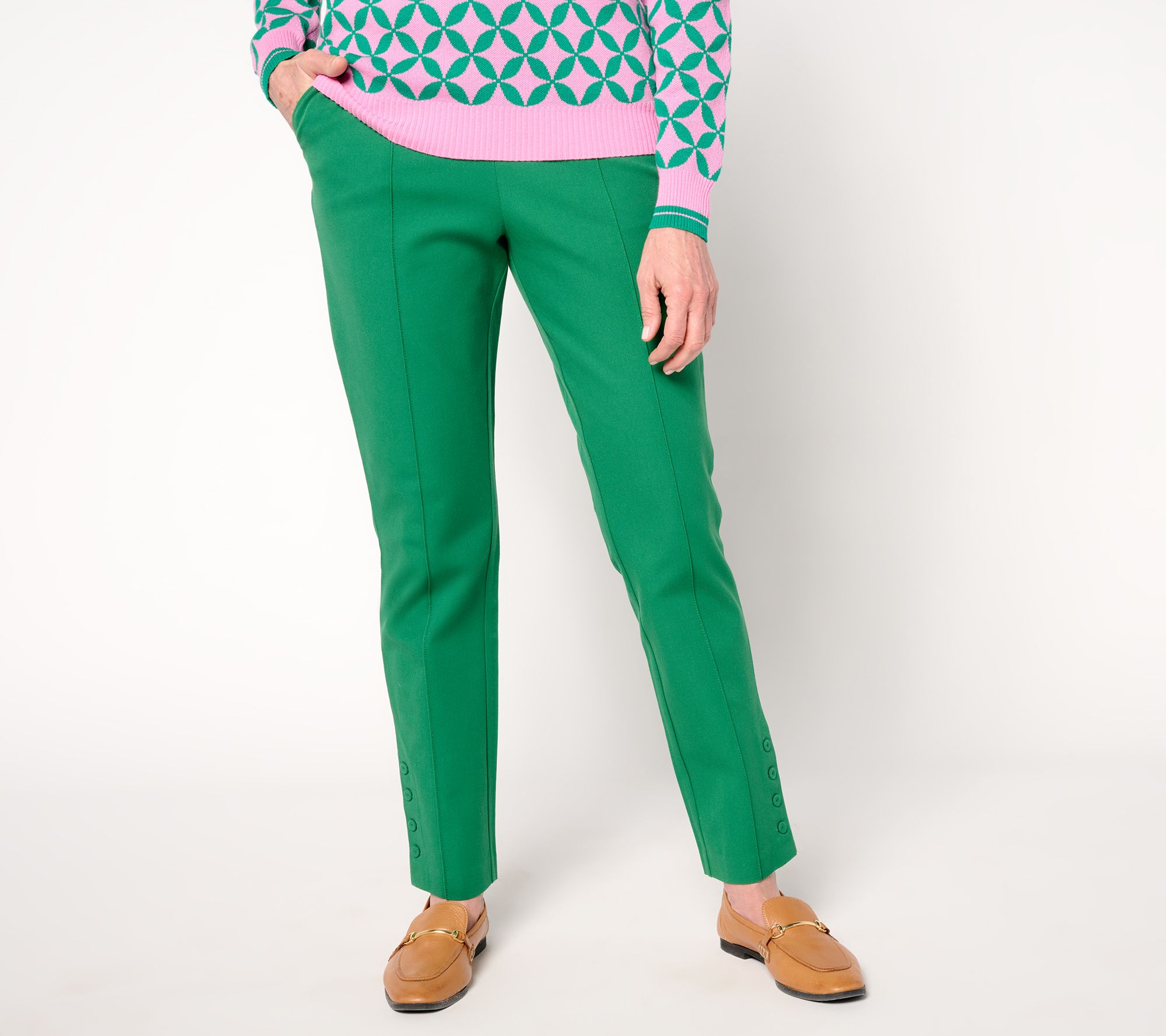 "As Is" Isaac Mizrahi Live! Regular 24/7 Stretch Slim Straight Pants