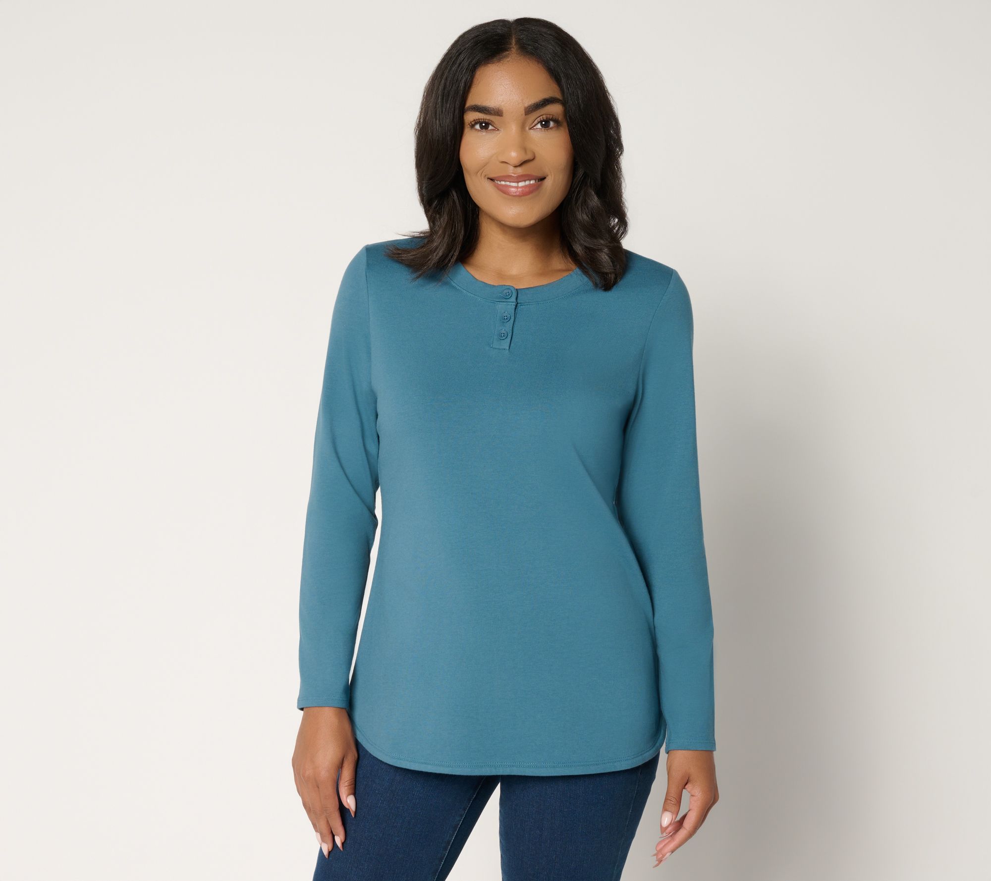 Denim & Co. Essentials Regular Perfect Jersey Henley Tunic
