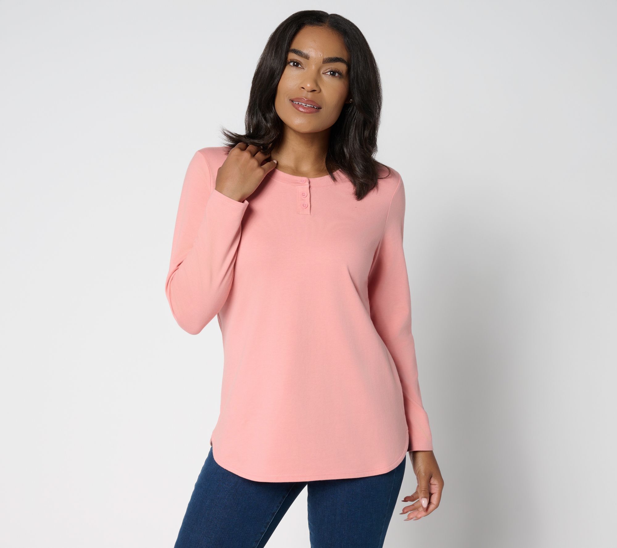 Denim & Co. Essentials Regular Perfect Jersey Henley Tunic