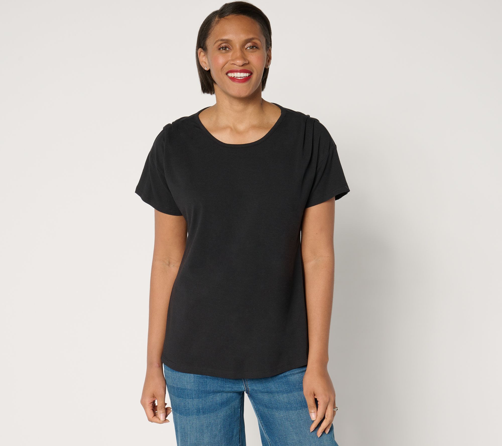 "As Is" BEAUTIFUL by Lawrence Zarian Pleated Shoulder Top