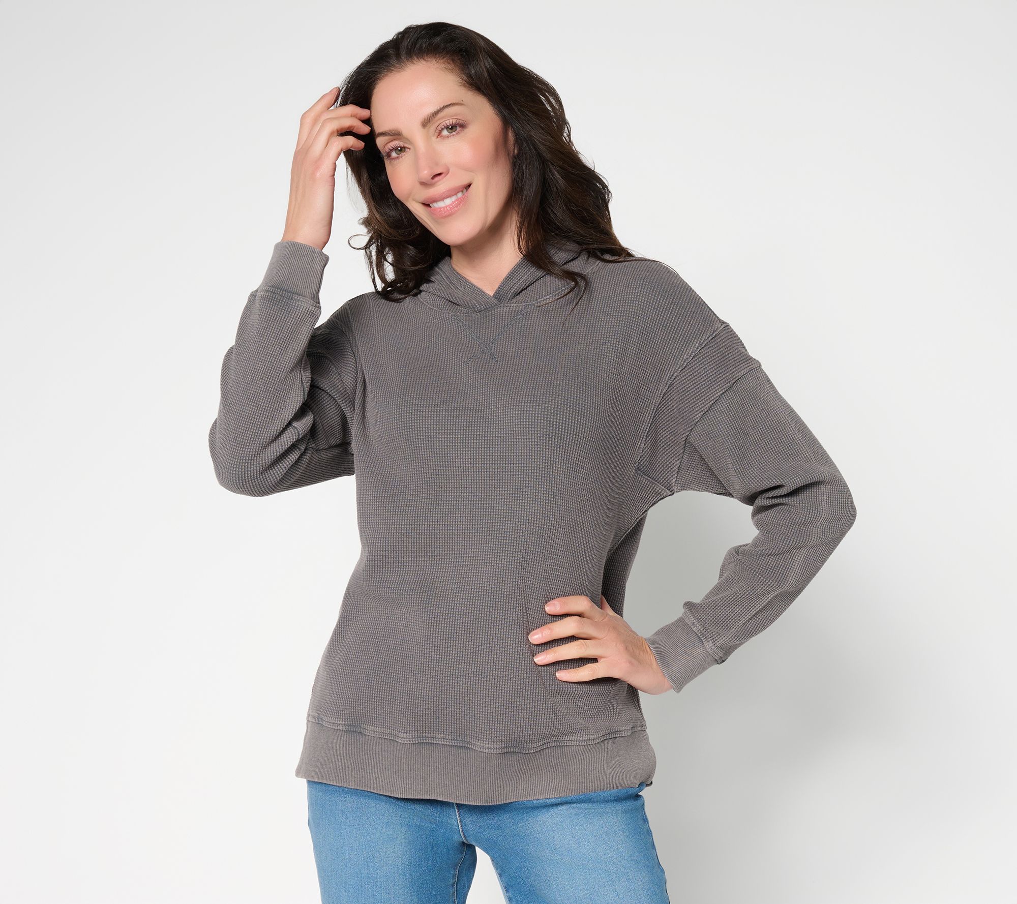 Belle by Kim Gravel Snow Washed Waffle Hoodie