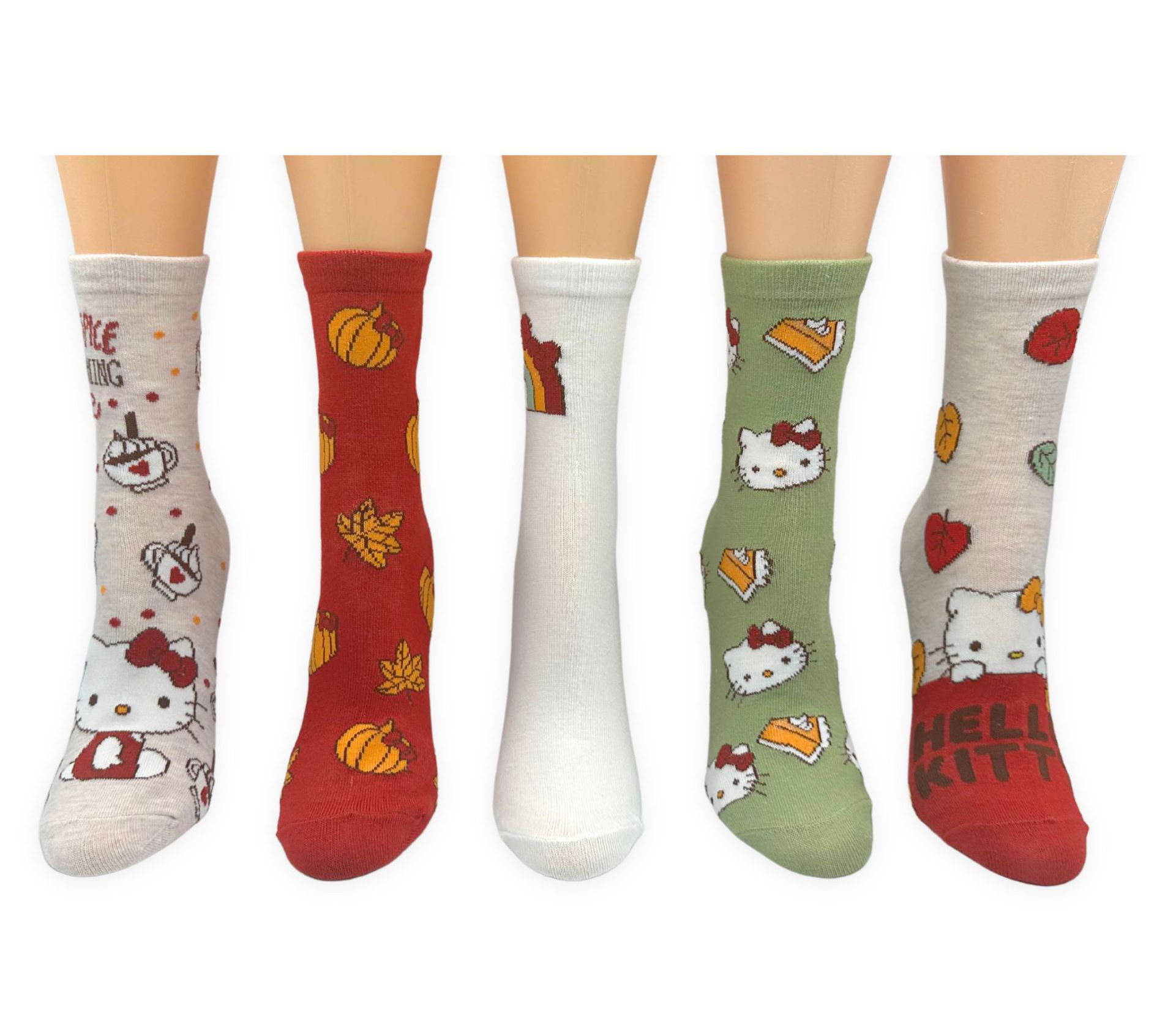Ladies' Set of 5 Hooray for Harvest CharacterCapri Socks