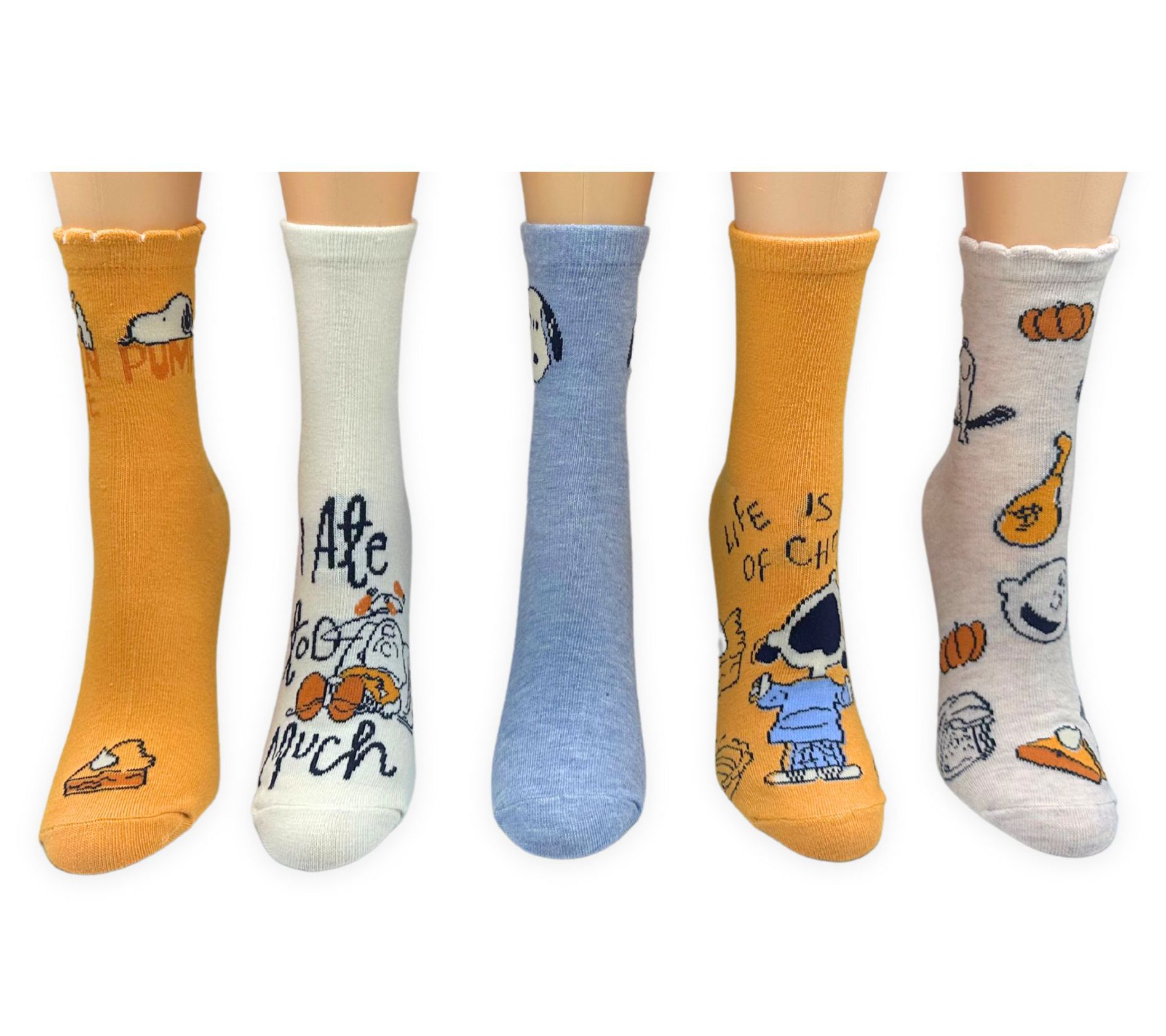 Ladies' Set of 5 Hooray for Harvest CharacterCapri Socks