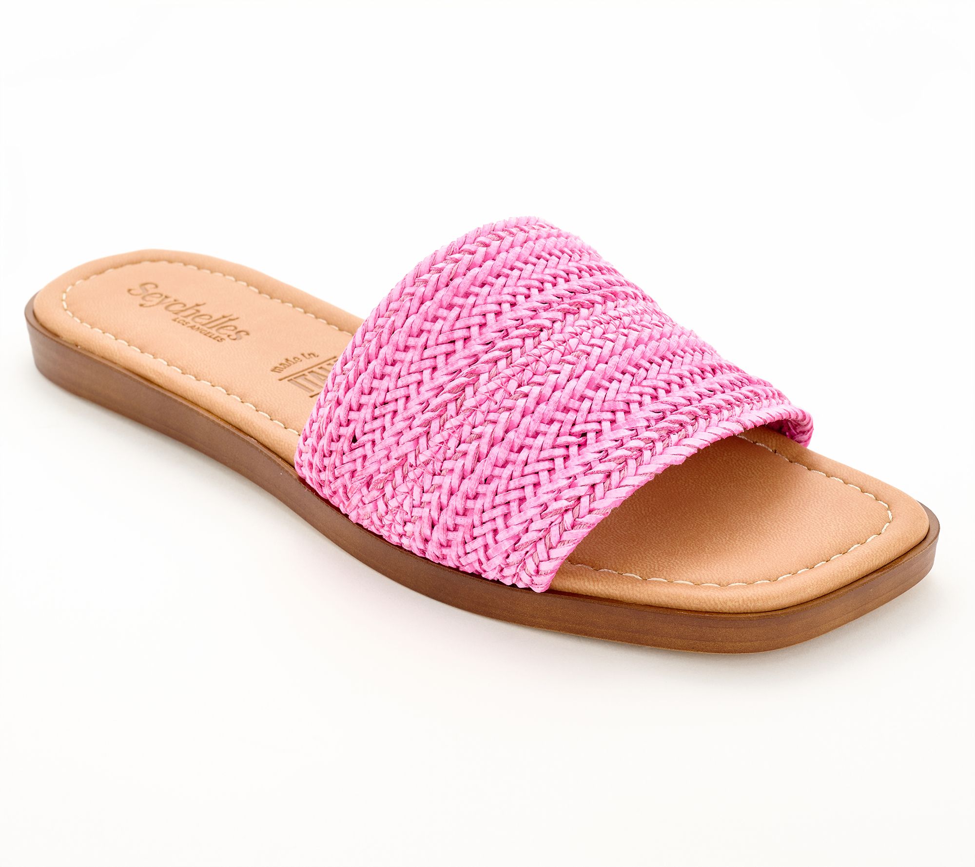 "As Is" Seychelles Woven Raffia Slide Sandals - PalmsPerfection