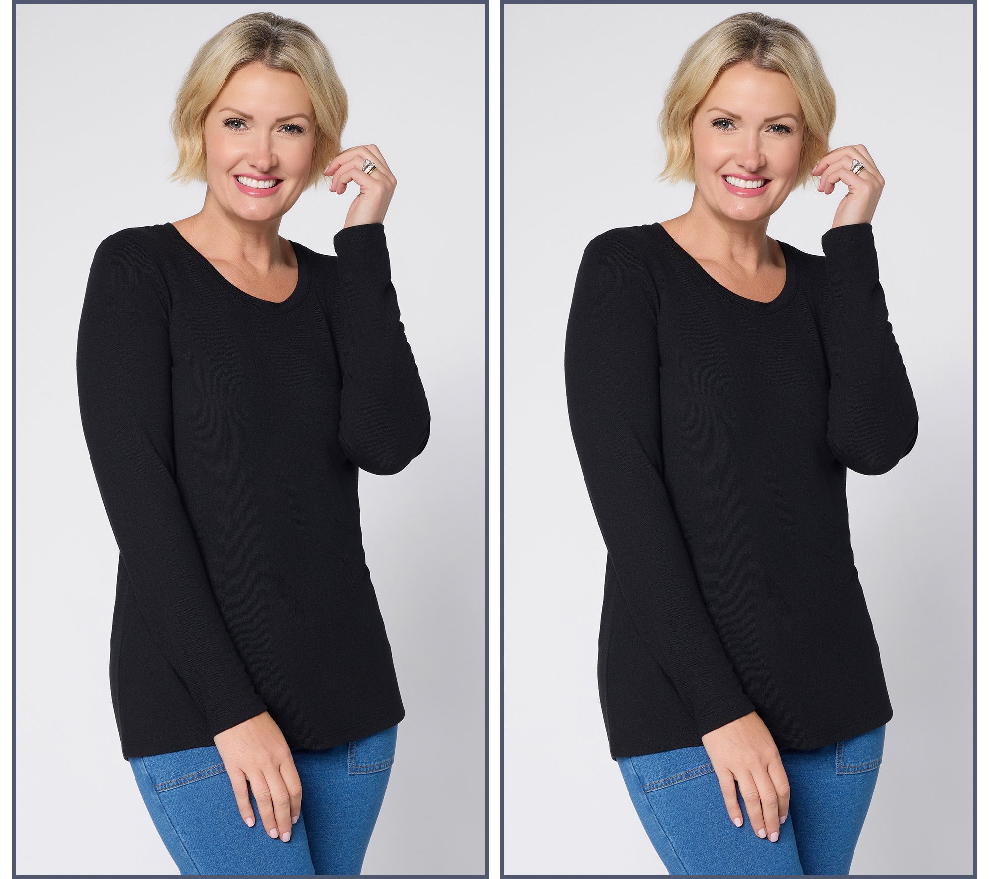 Denim & Co. Essentials Heavenly Jersey 2-Pack Scoop Neck Tops