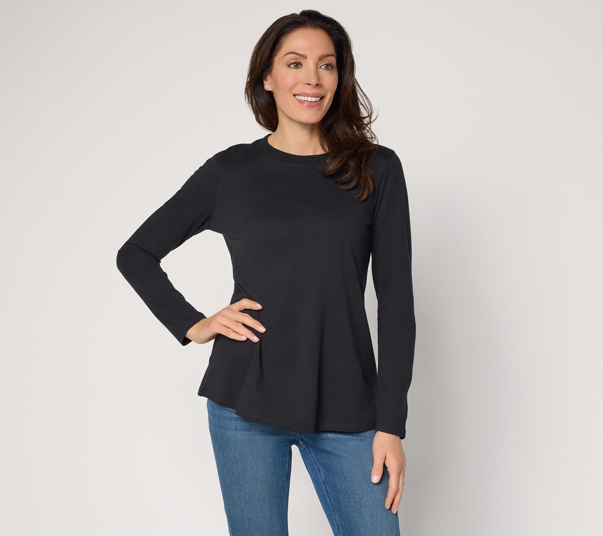 LOGO Principles by Lori Goldstein Neck Detail Long Sleeve Top