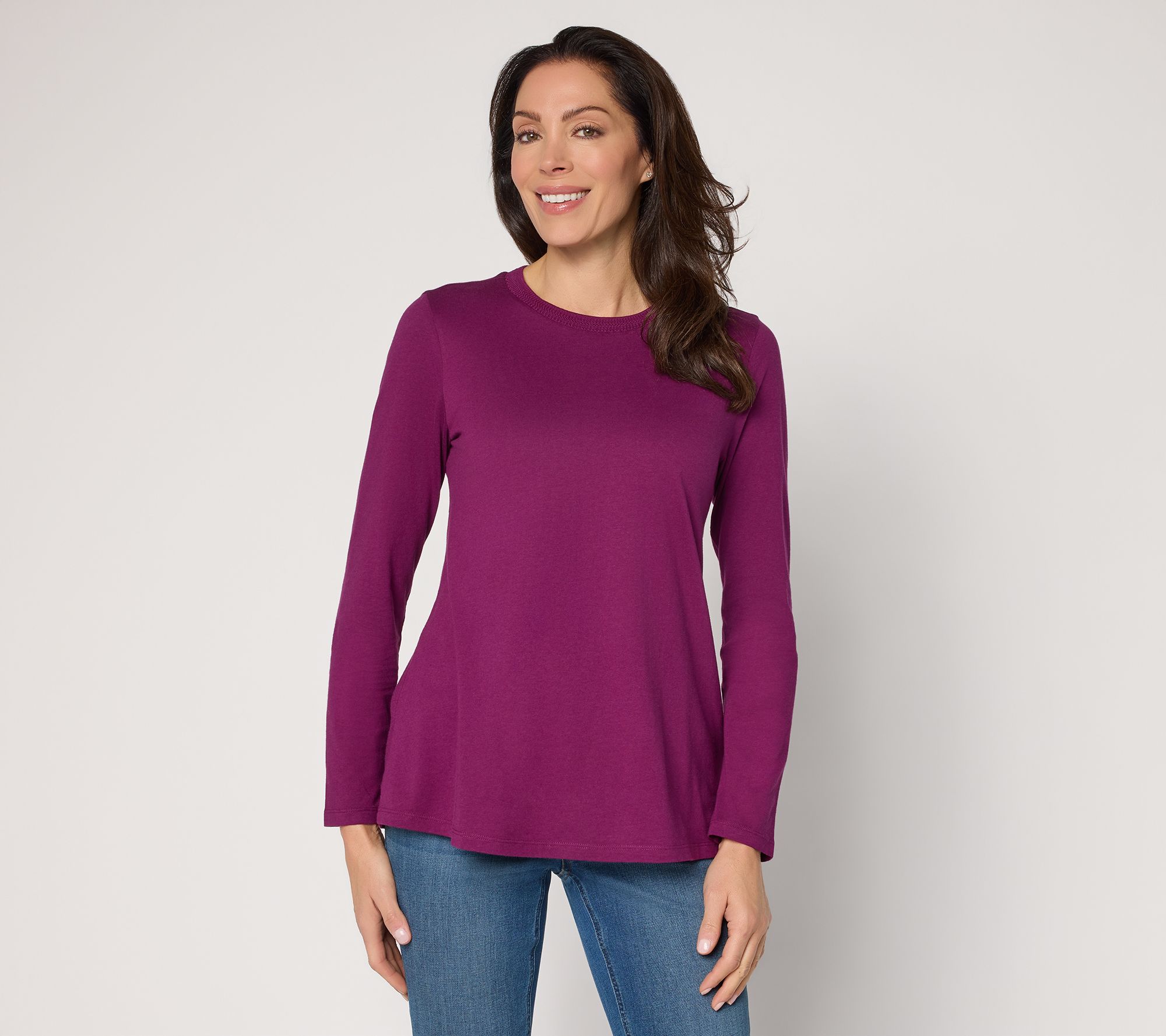 LOGO Principles by Lori Goldstein Neck Detail Long Sleeve Top