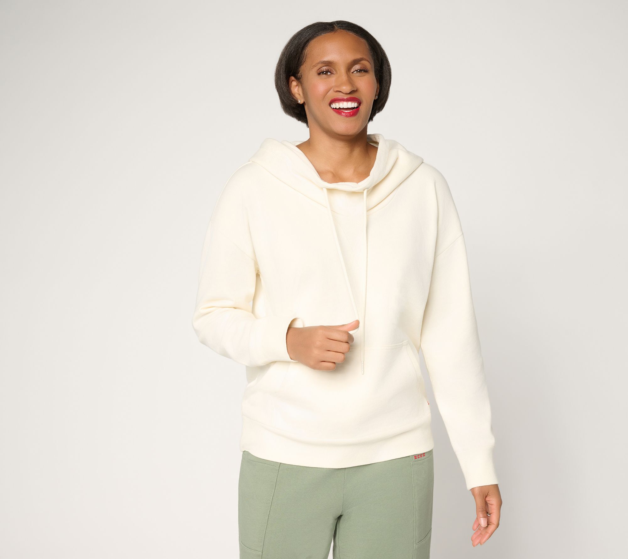 Peace Love World Long Sleeve Cowl Neck Pullover