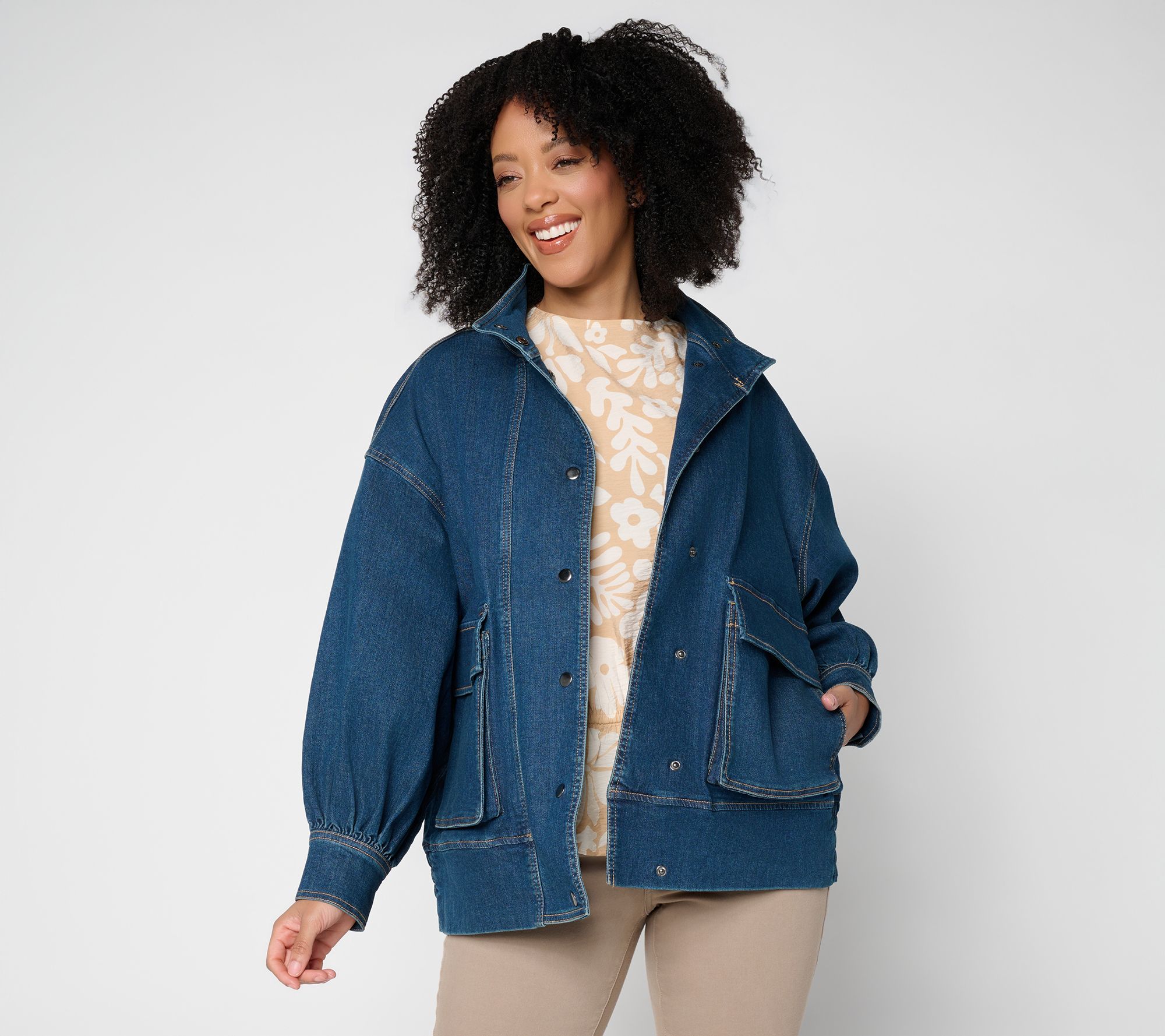 Peace Love World Black Label Denim Jacket w/ Billow Sleeve