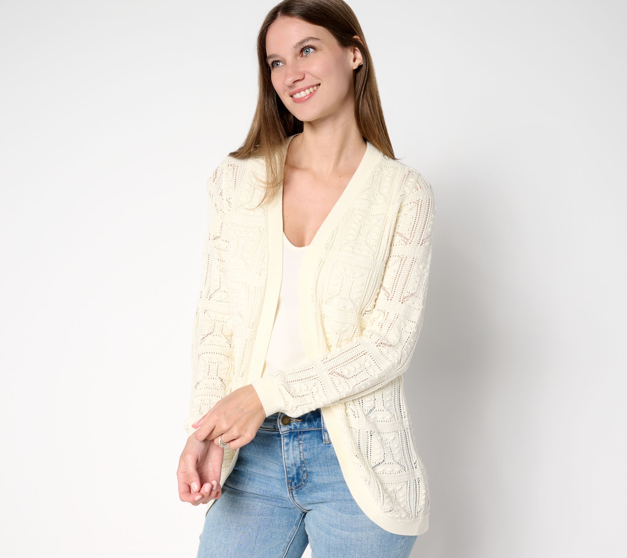 "As Is" Susan Graver Novelty Stitch Cardigan