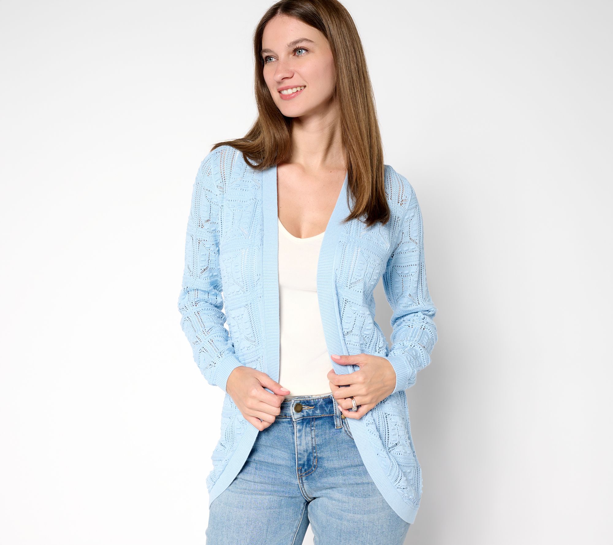 "As Is" Susan Graver Novelty Stitch Cardigan