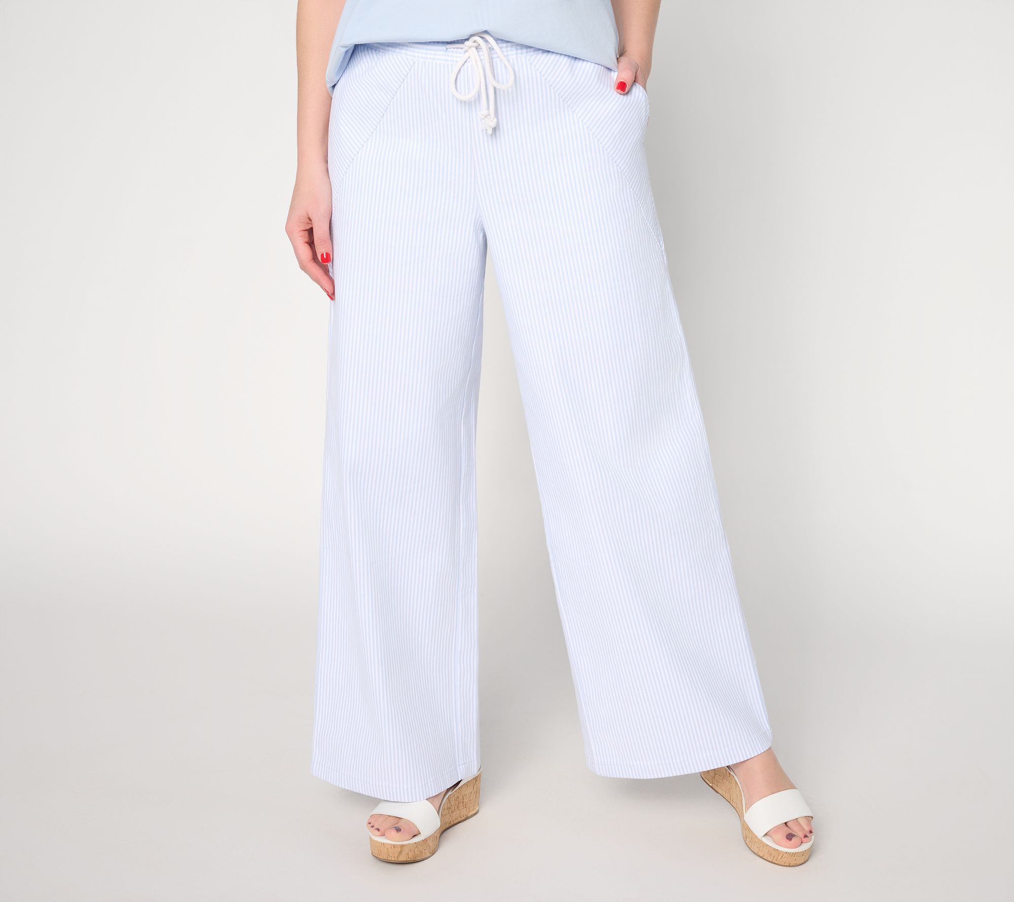 Peace Love World Petite Full Length Railraod Stripe Pants