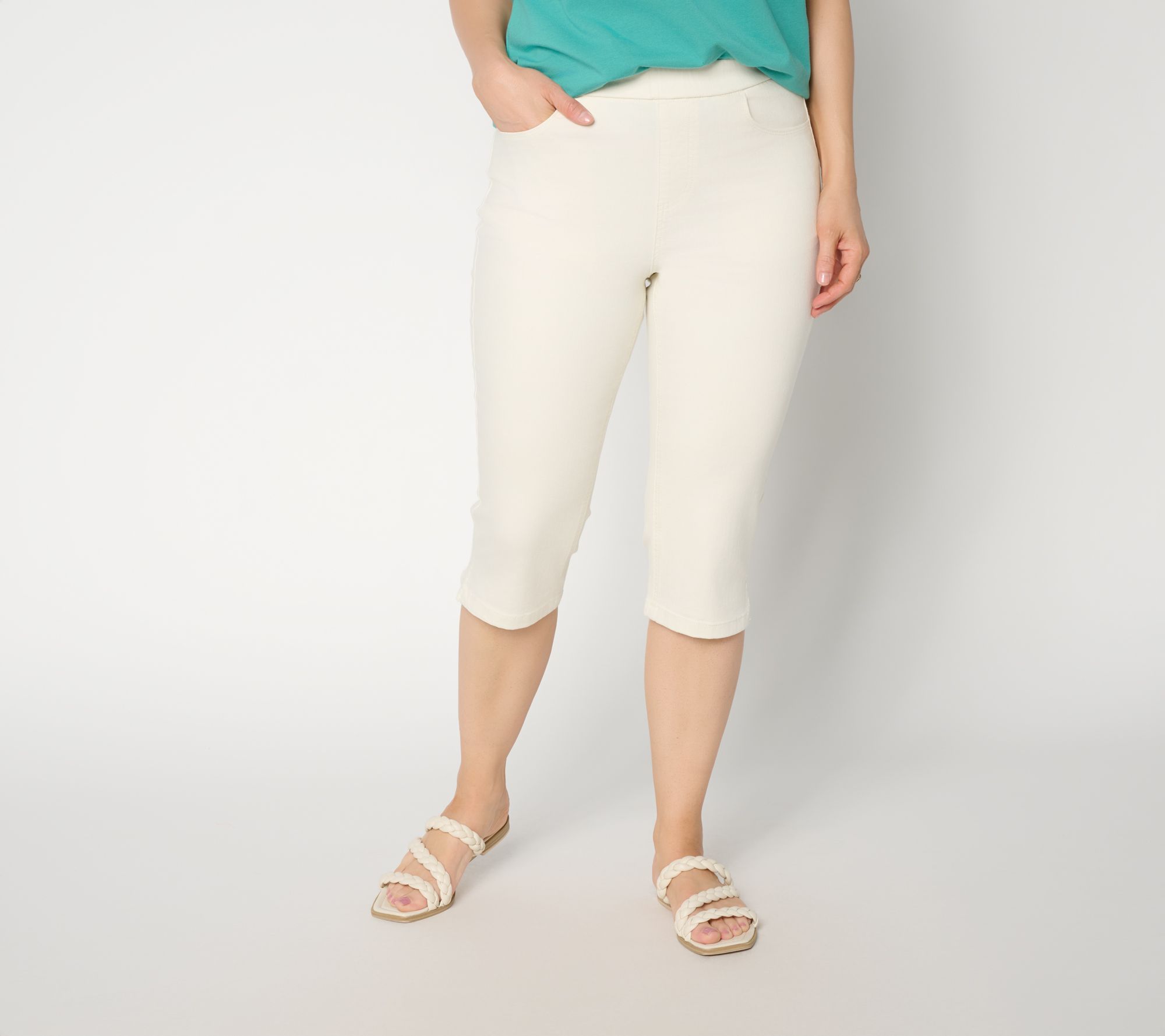 Susan Graver Stretch Denim Petite Pull-On Pedal Pusher