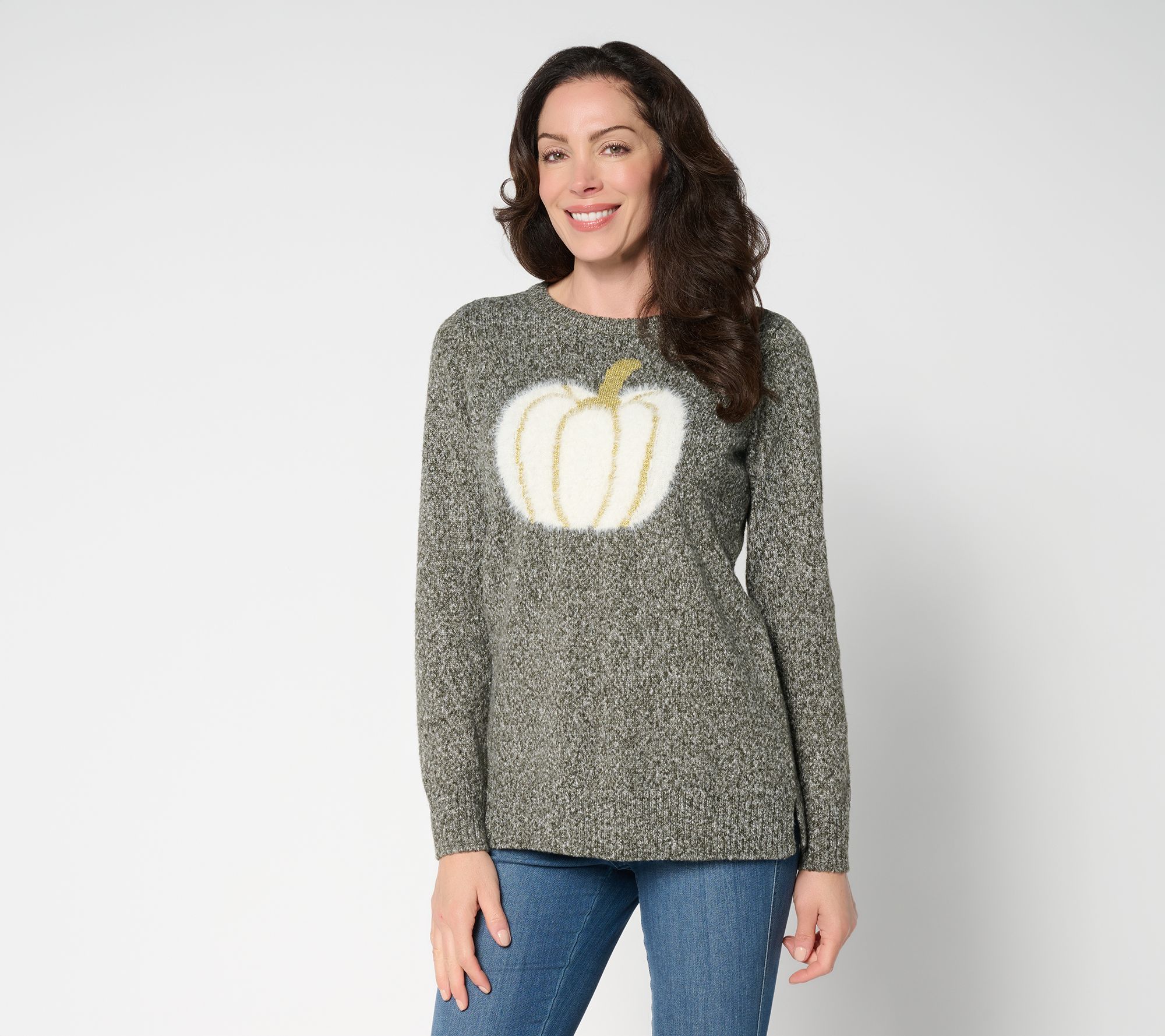 "As Is" Belle by Kim Gravel Let's Get Cozy Gourdeous Glam Pumpkin Sweater
