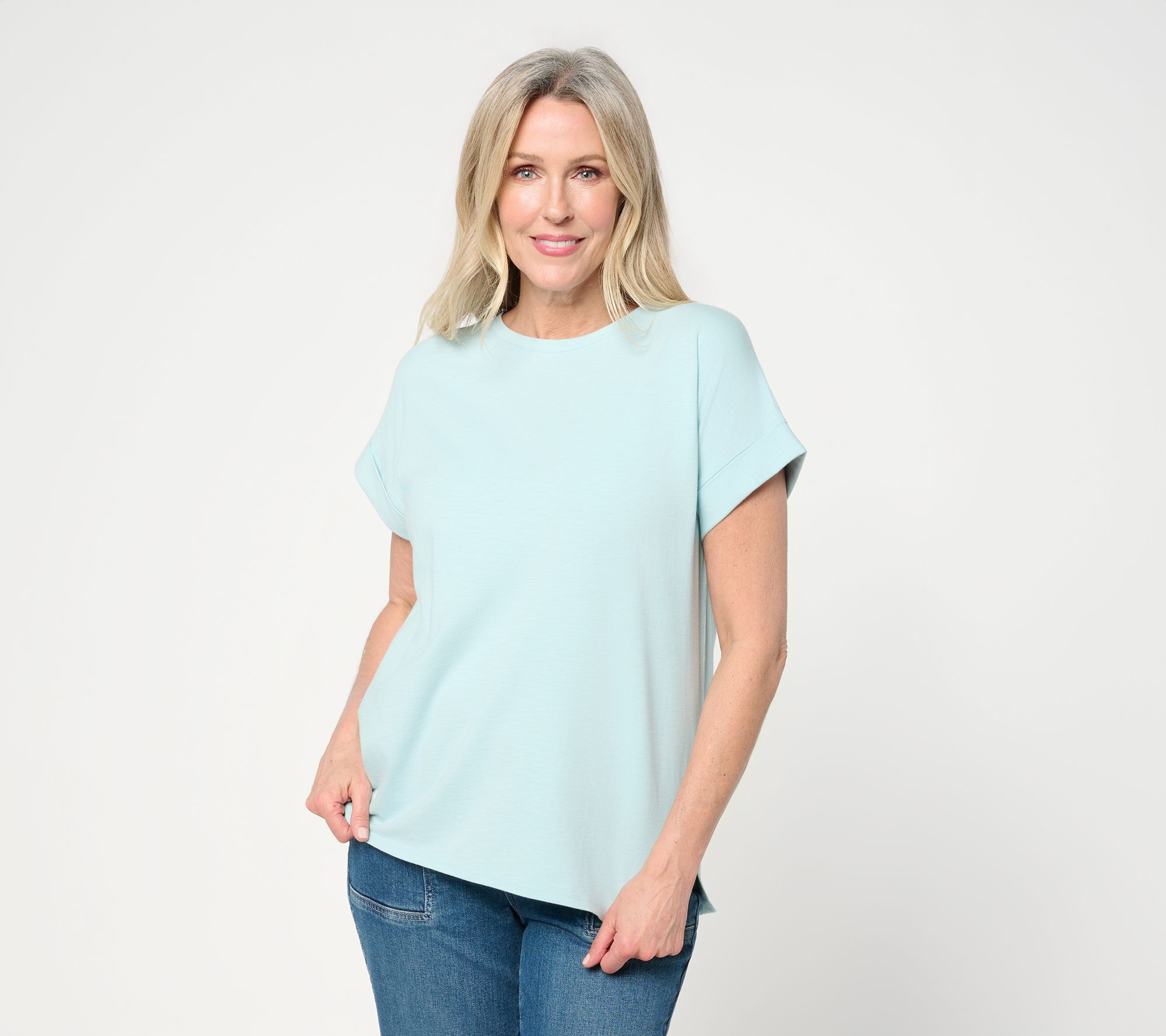Martha Stewart Signature 100% Cotton Modern Cuffed Sleeve Tee