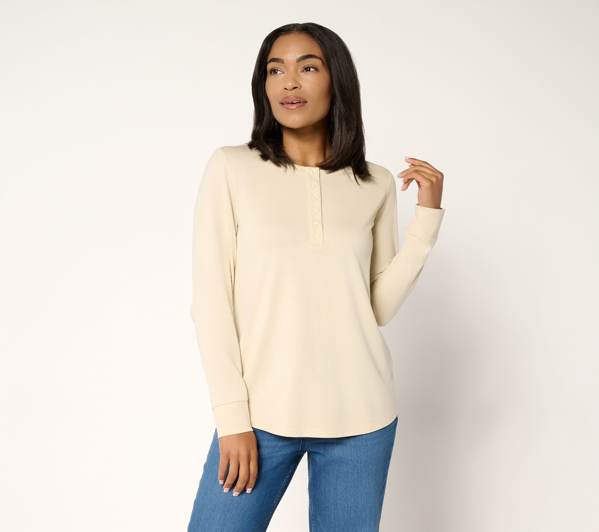 "As Is" LOGO Principles by Lori Goldstein Knit Henley Top