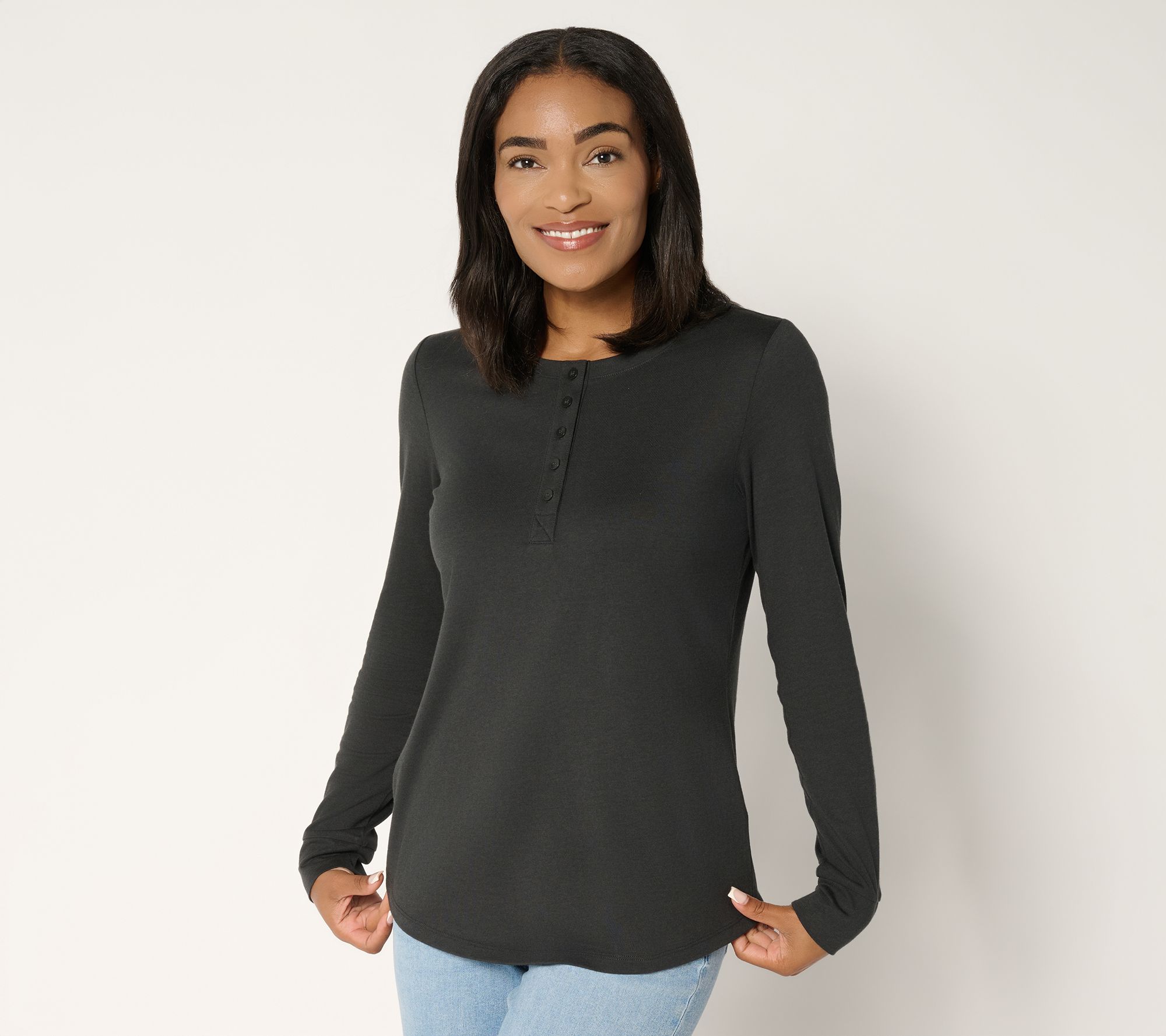 "As Is" LOGO Principles by Lori Goldstein Knit Henley Top