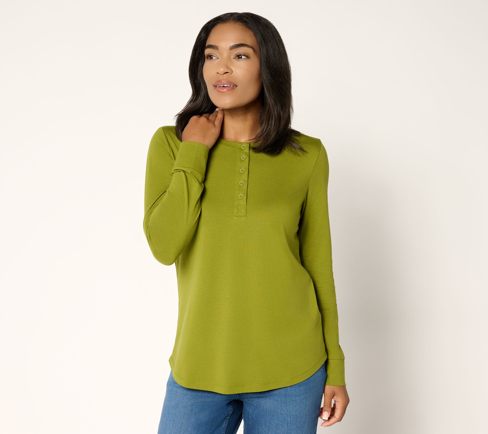 "As Is" LOGO Principles by Lori Goldstein Knit Henley Top