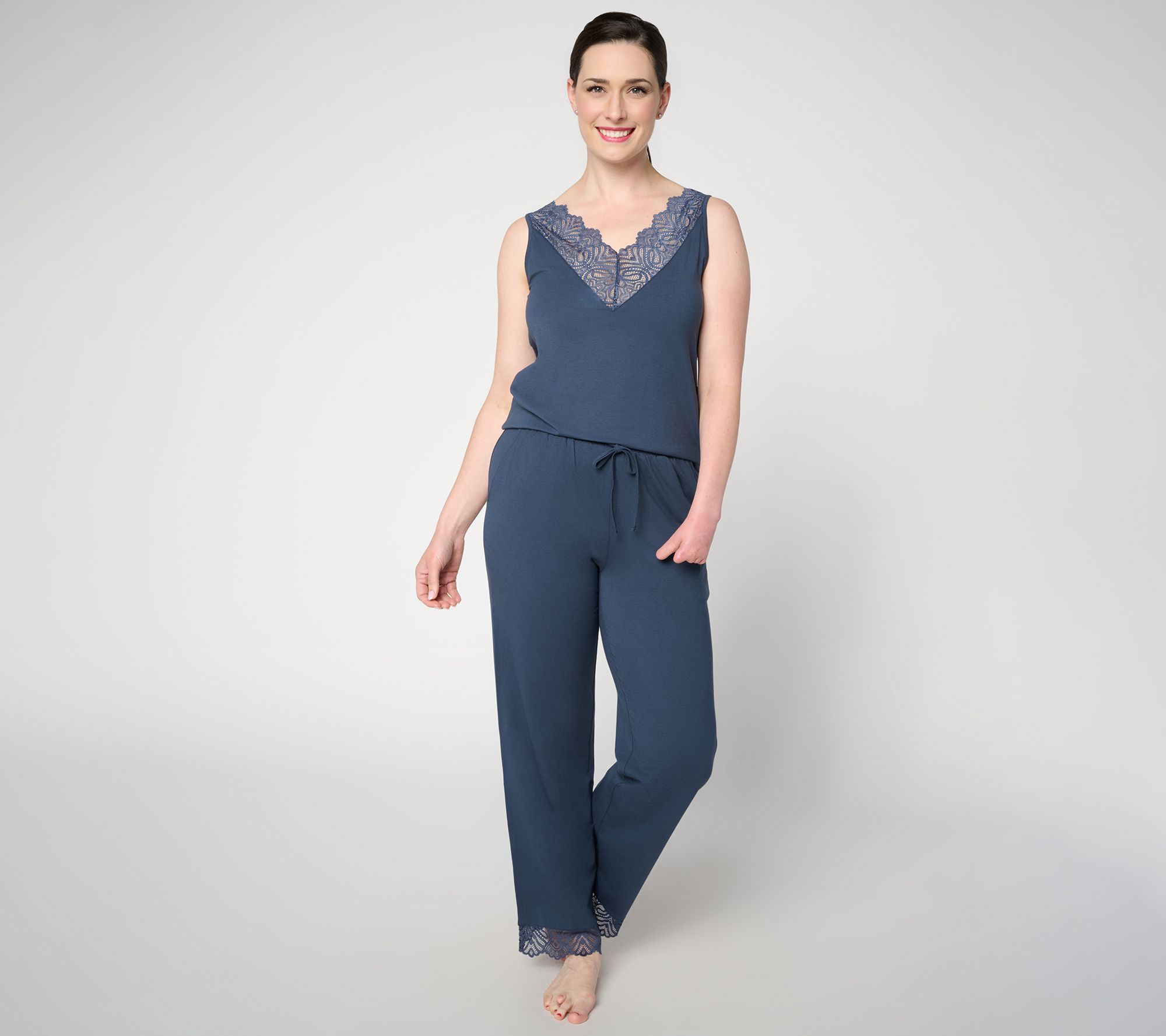 Lattelove Cotton Modal Lace Trim Pajama Set