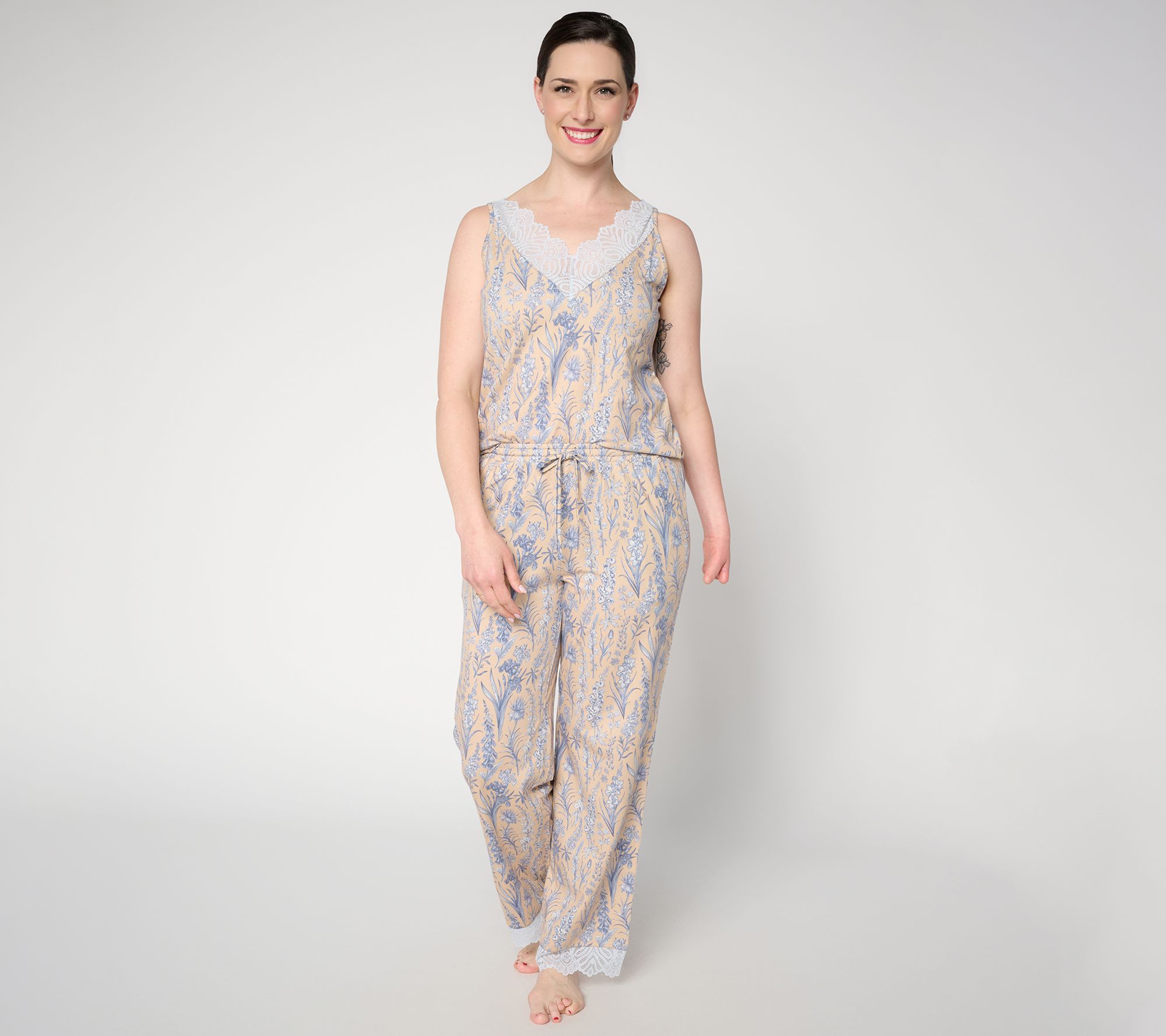 Lattelove Cotton Modal Lace Trim Pajama Set
