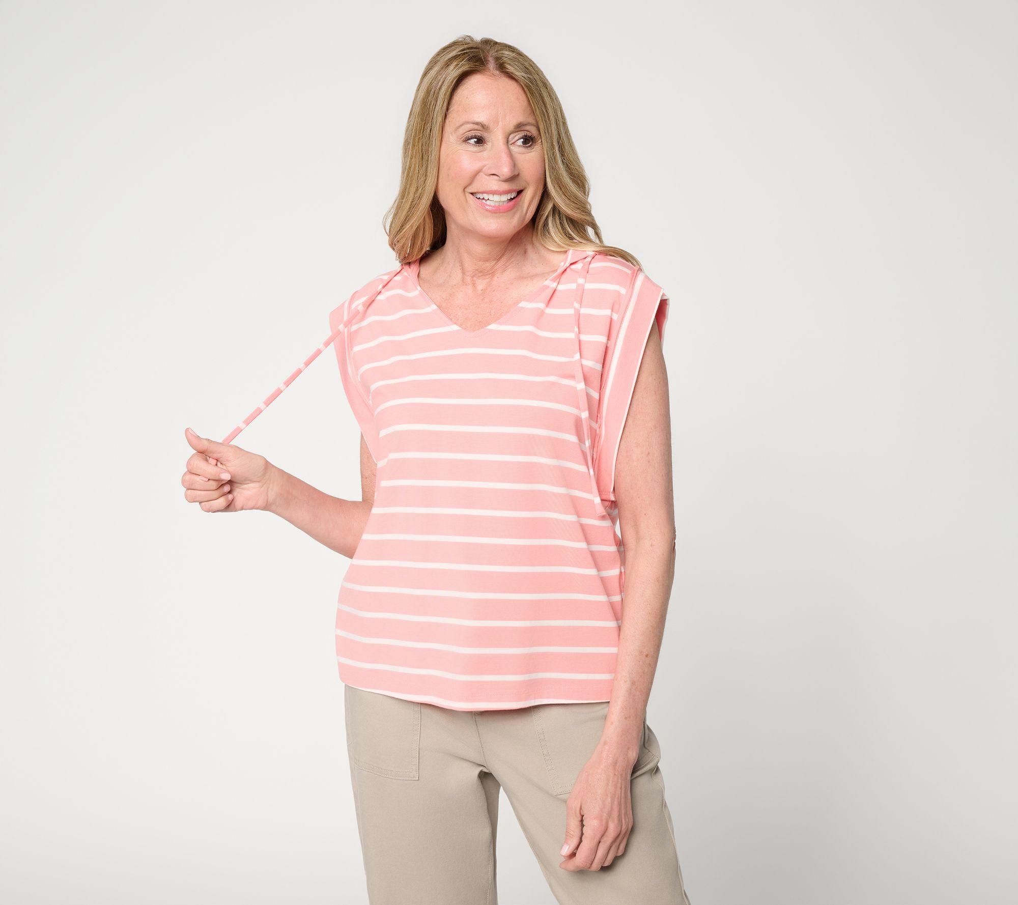 Anybody Cozy Knit Jersey Yarn Dyed Sleeveless Hoodie