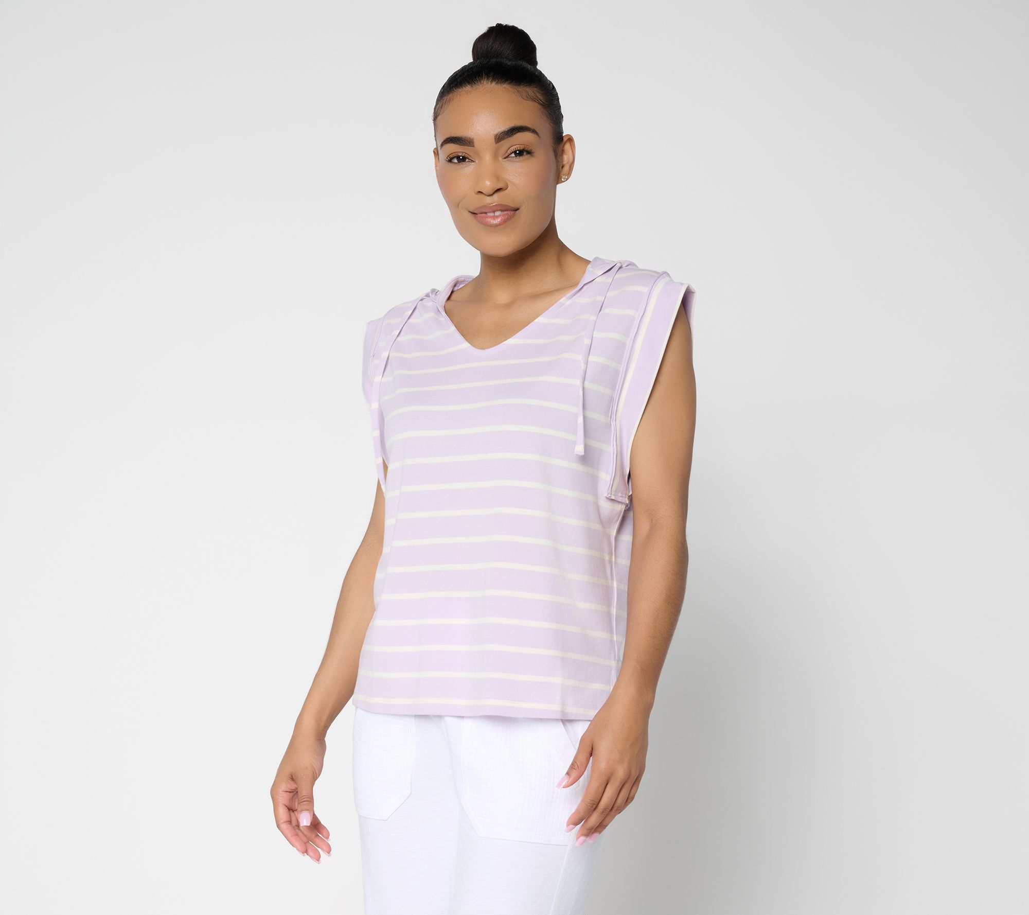 Anybody Cozy Knit Jersey Yarn Dyed Sleeveless Hoodie