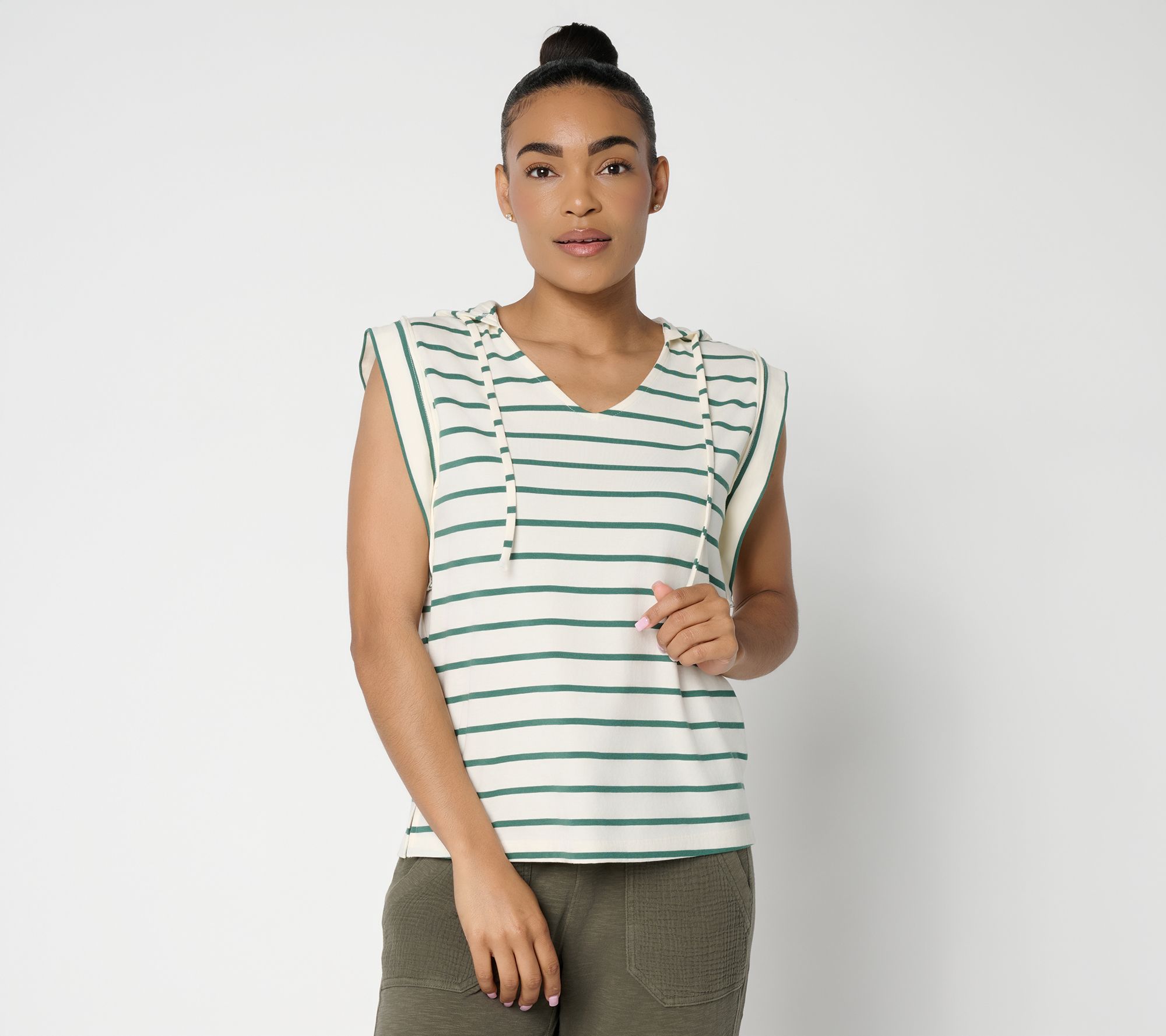 Anybody Cozy Knit Jersey Yarn Dyed Sleeveless Hoodie