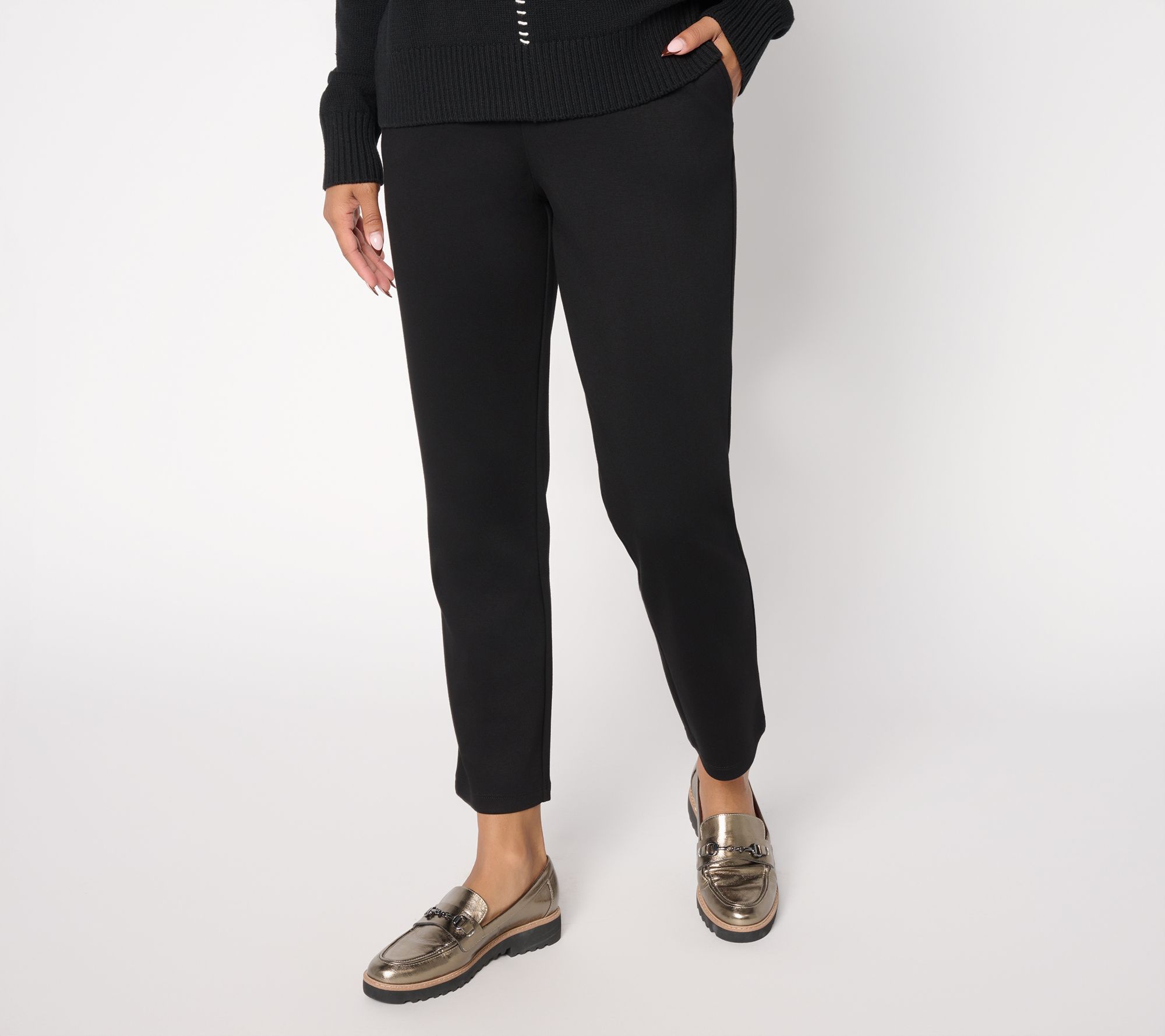 "As Is" Susan Graver Weekend Petite Serene Knit Pull-On Ankle Pants